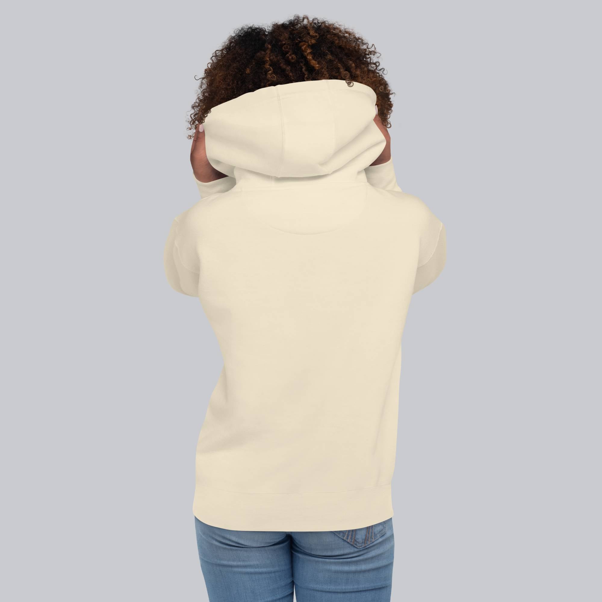 Light yellow hoodie with a custom Music Code