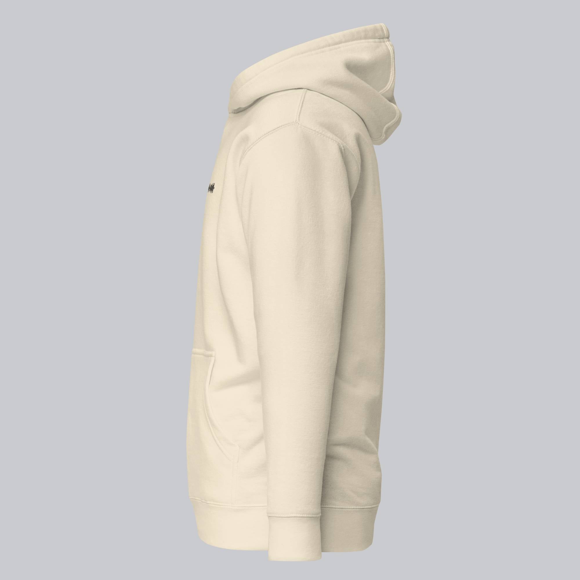 Light yellow hoodie with a custom Music Code