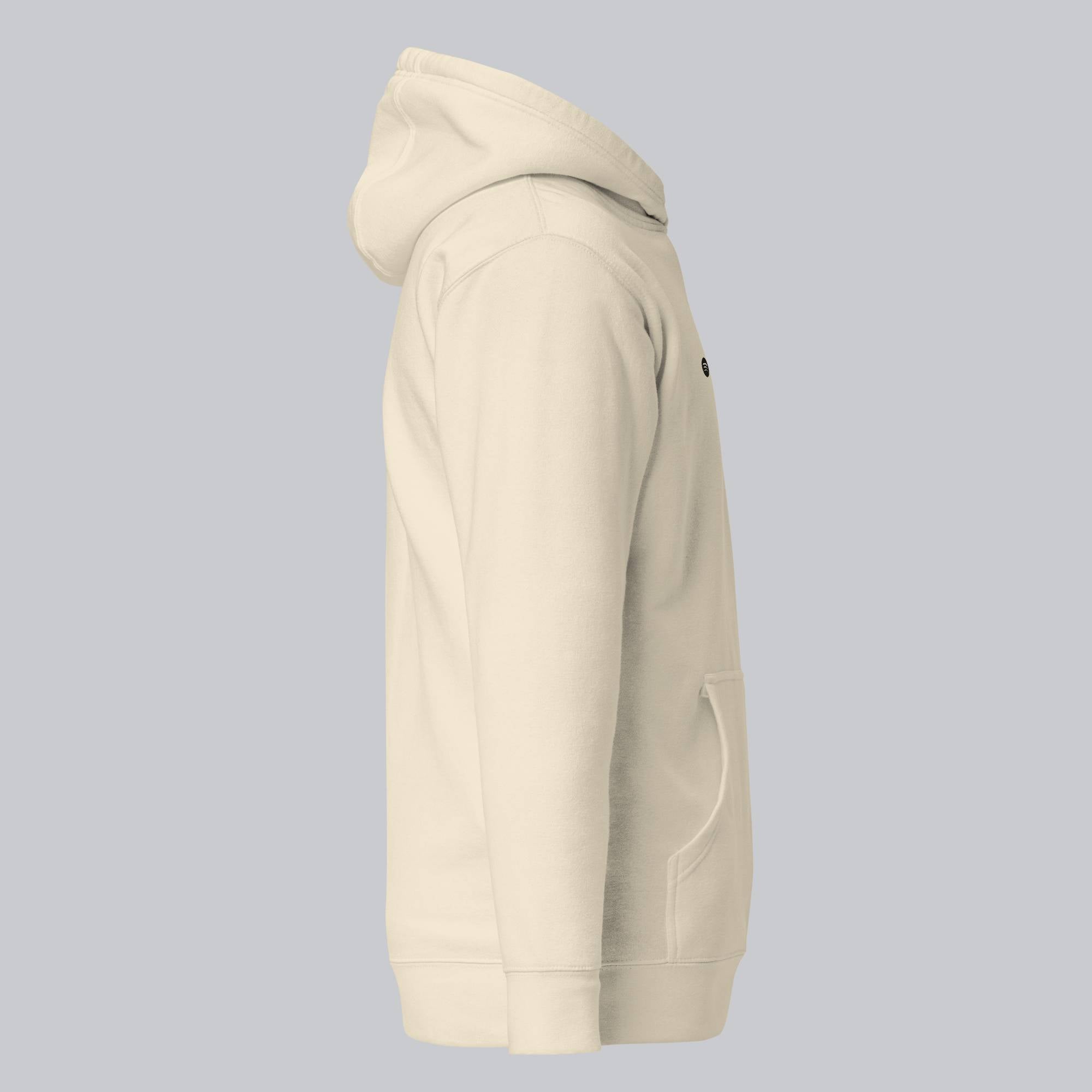 Light yellow hoodie with a custom Music Code