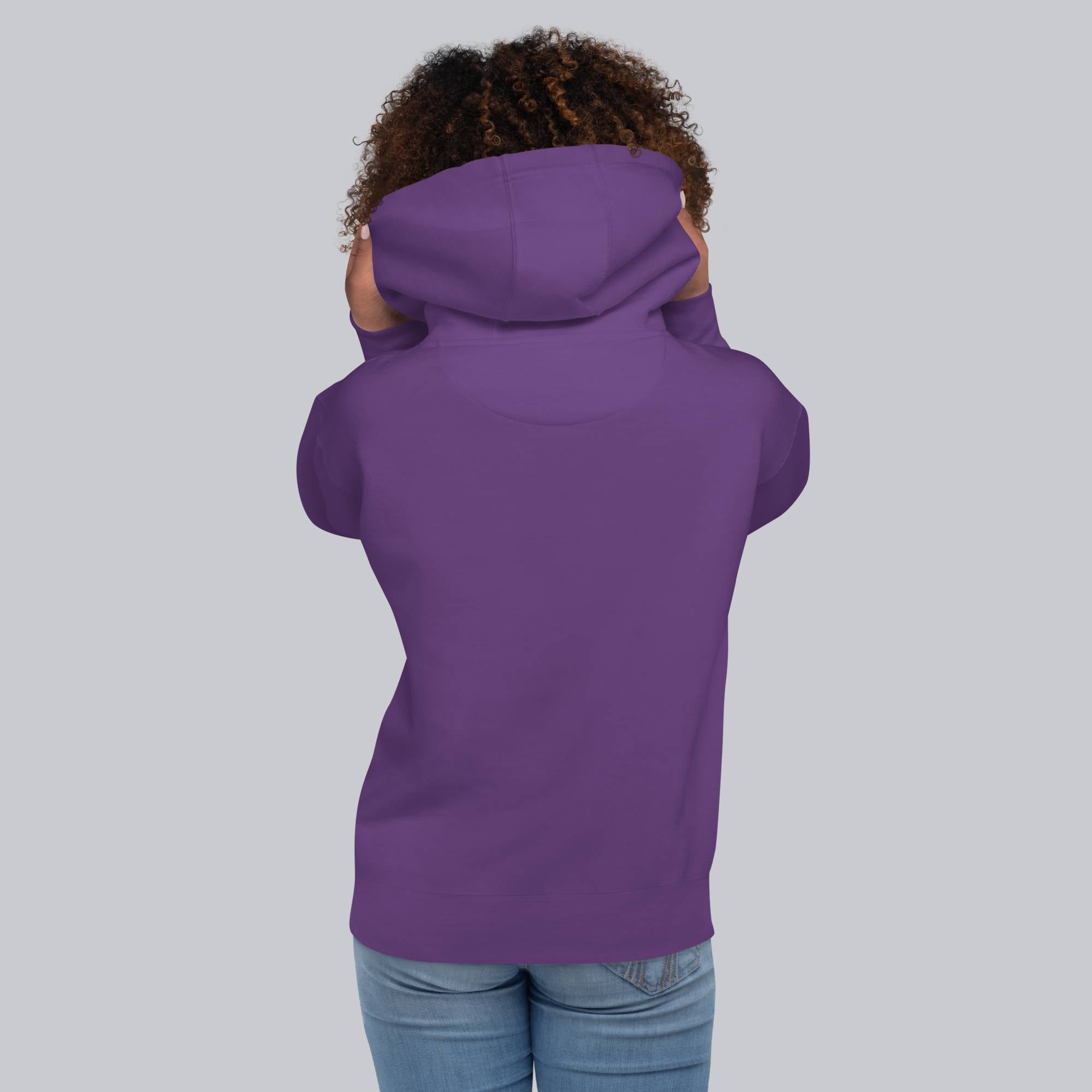 Purple hoodie with a custom Music Code