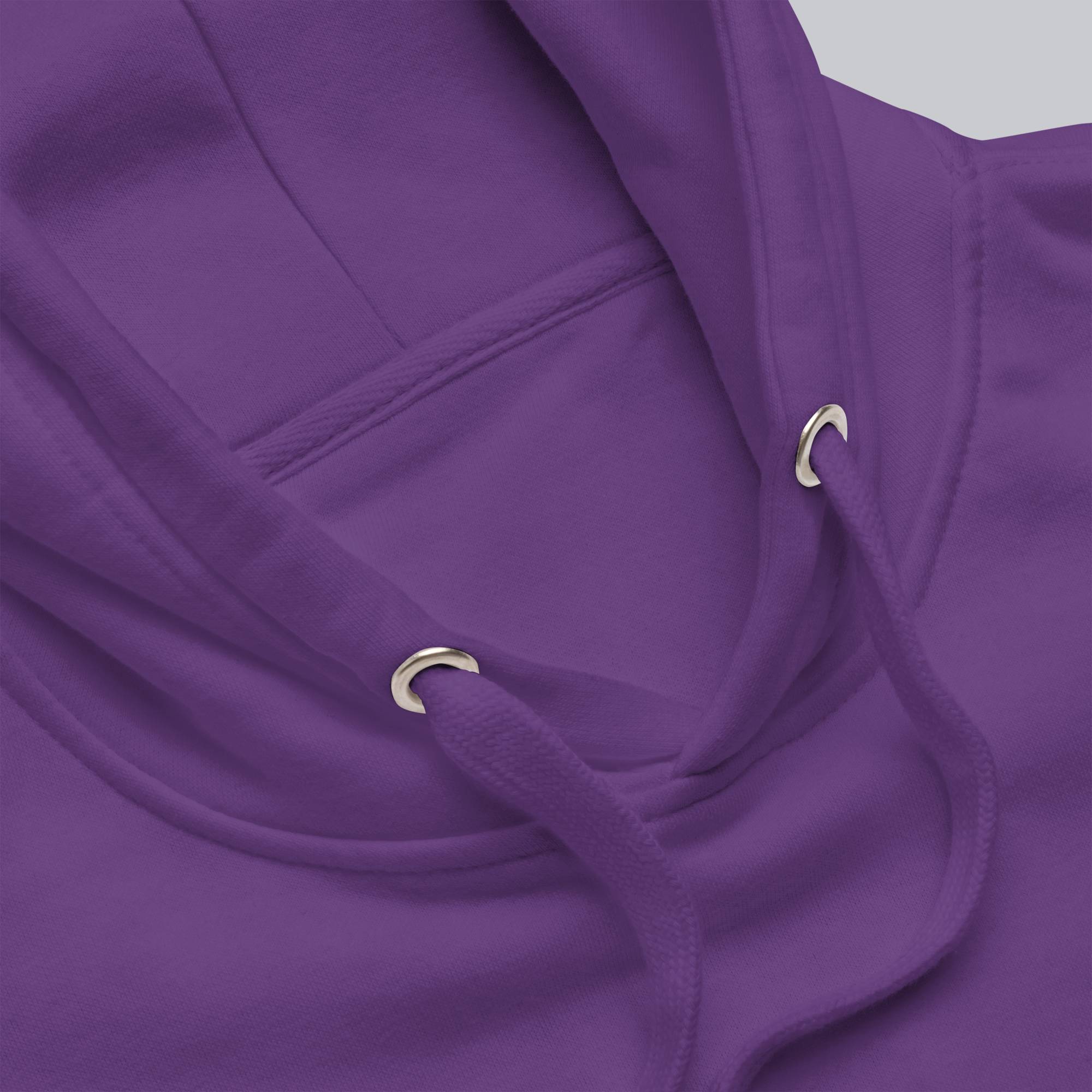 Purple hoodie with a custom Music Code