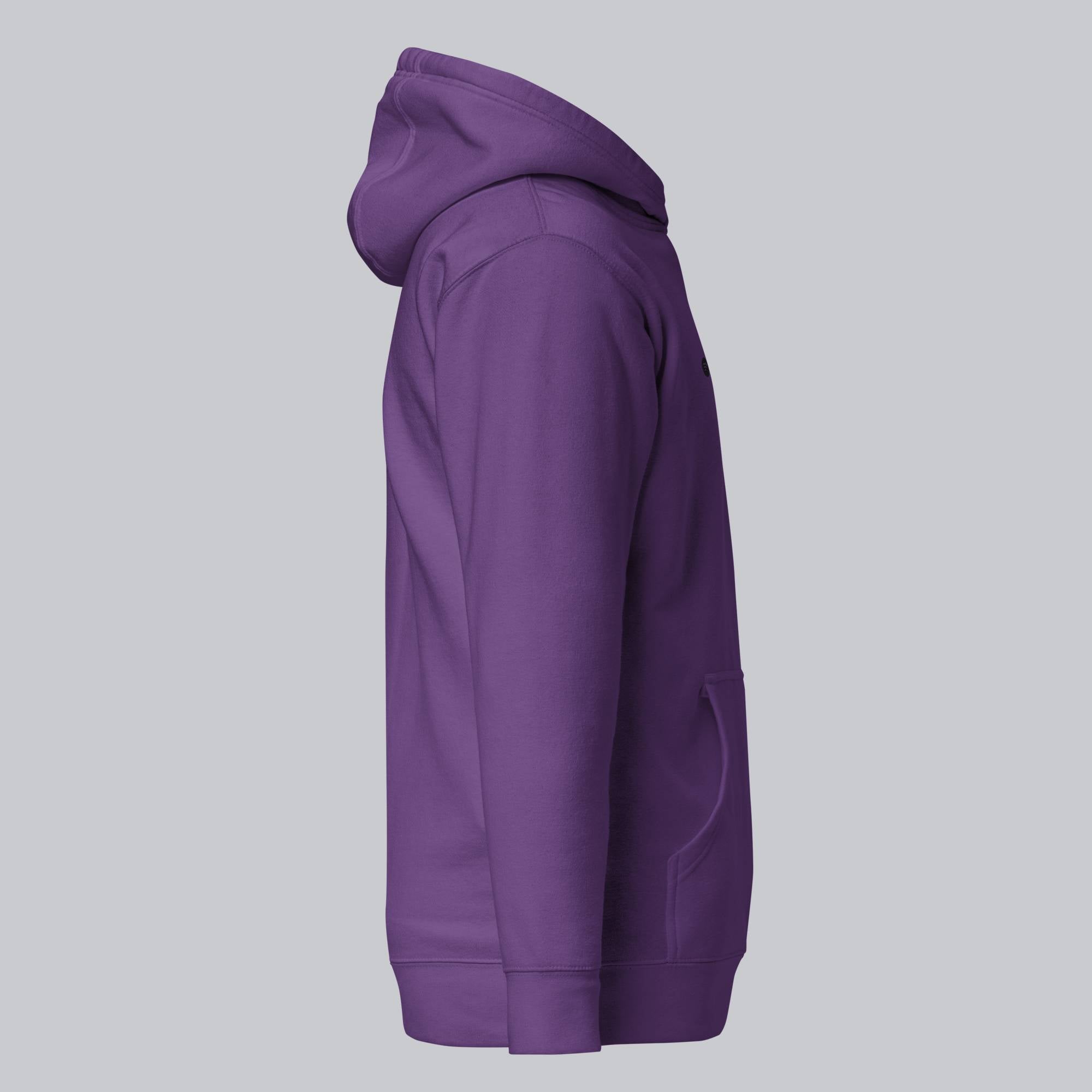Purple hoodie with a custom Music Code