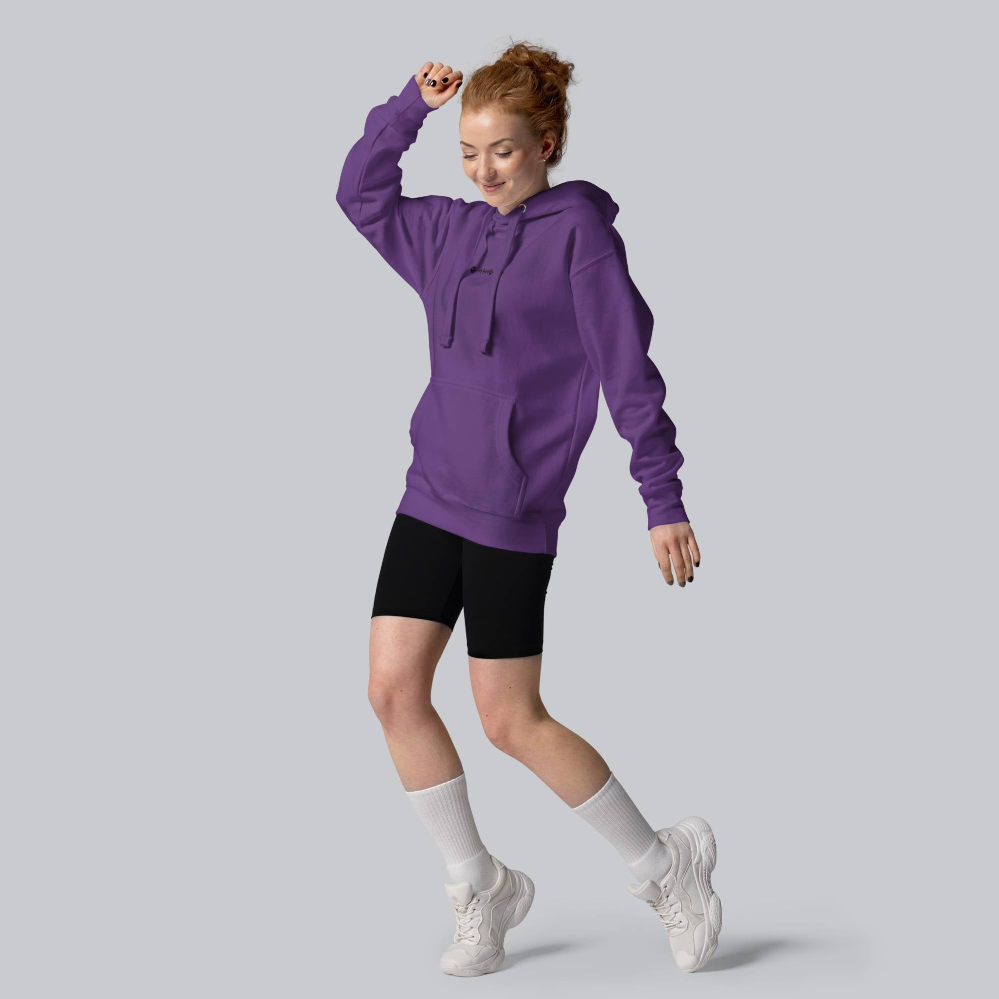 Purple hoodie with a custom Music Code
