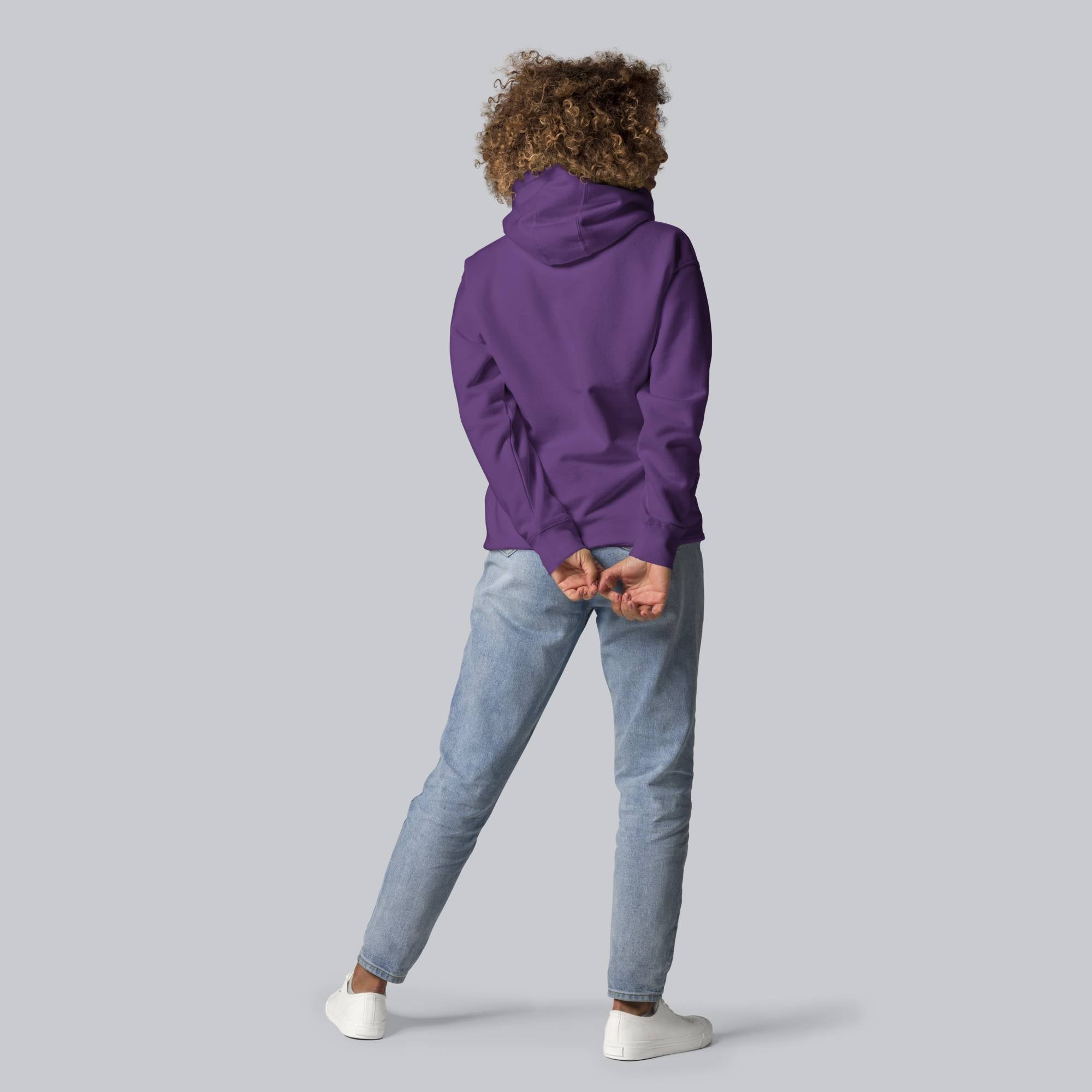 Purple hoodie with a custom Music Code