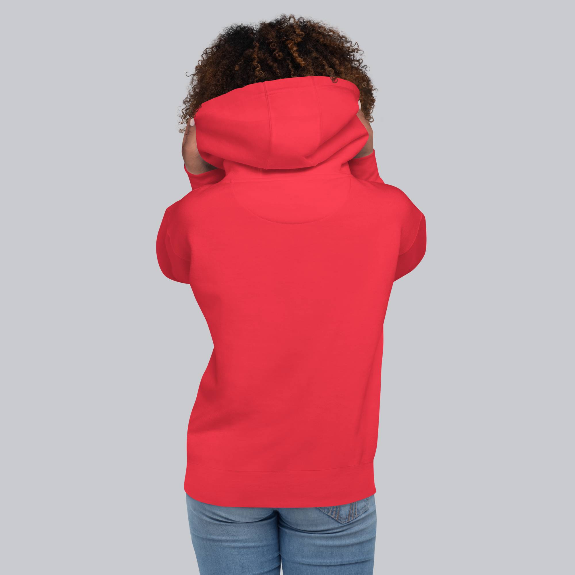 Red hoodie with a custom Music Code