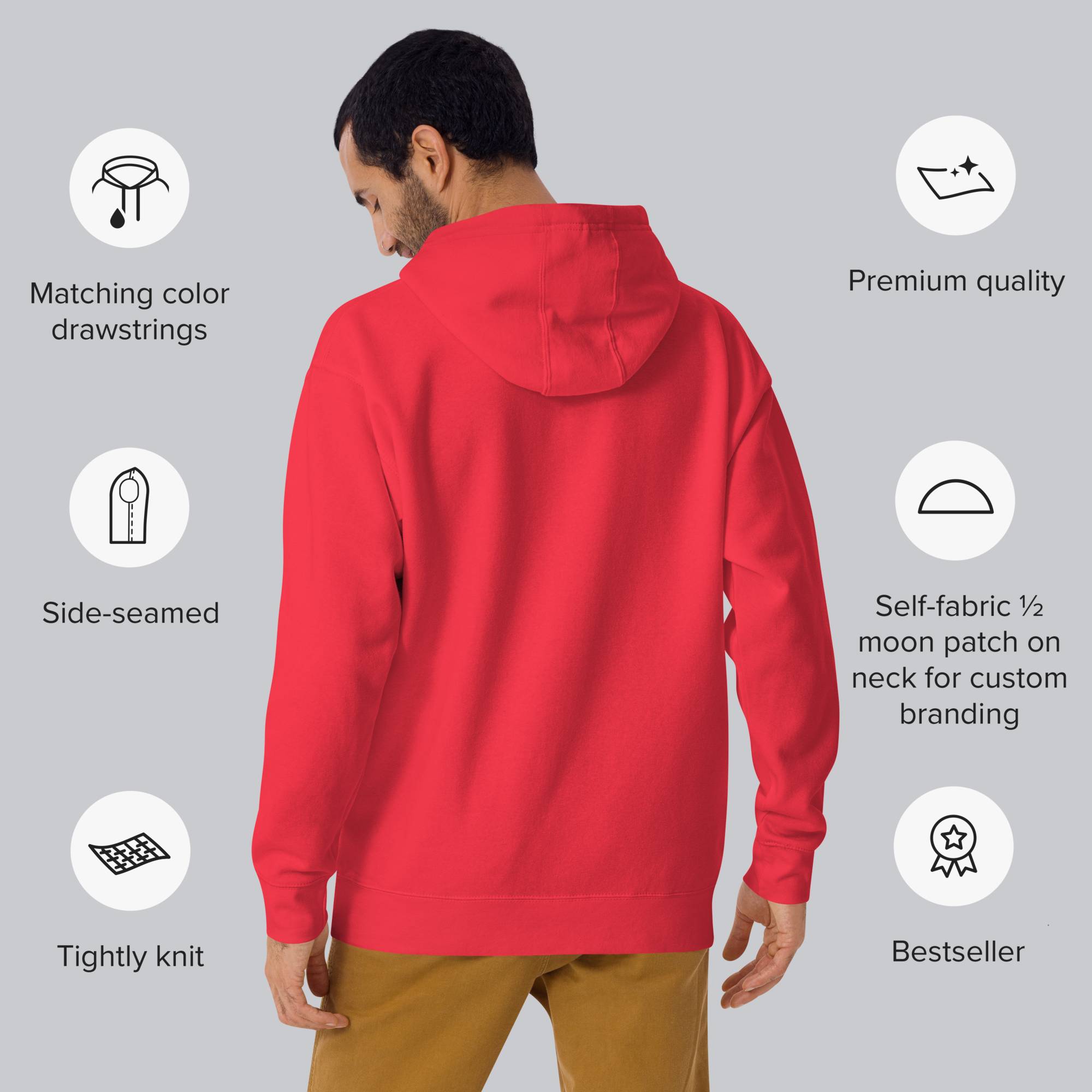 Red hoodie with a custom Music Code