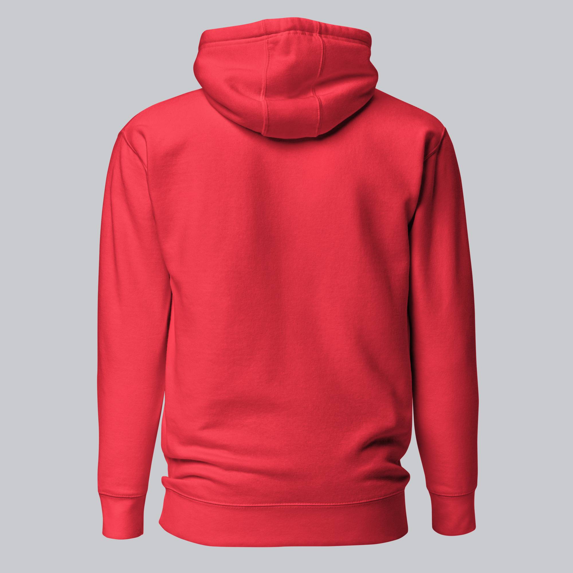 Red hoodie with a custom Music Code