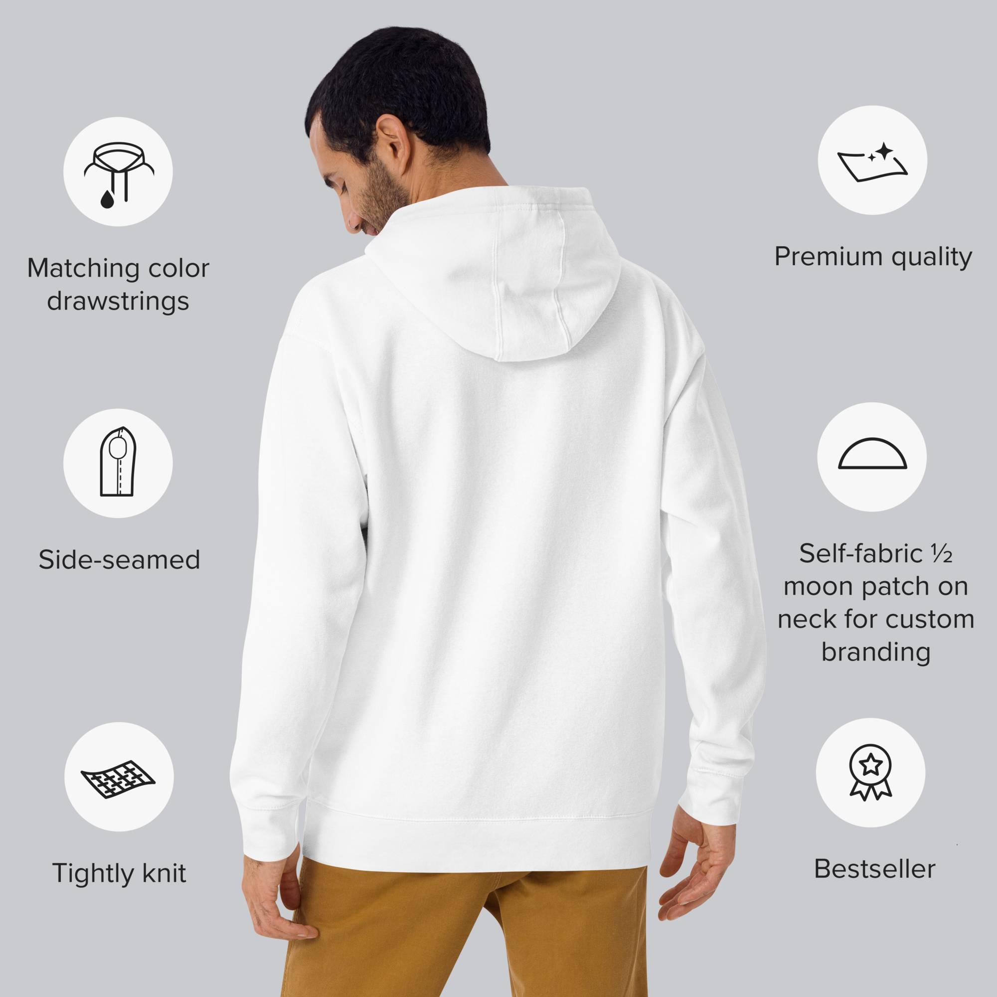 White hoodie with a custom Music Code