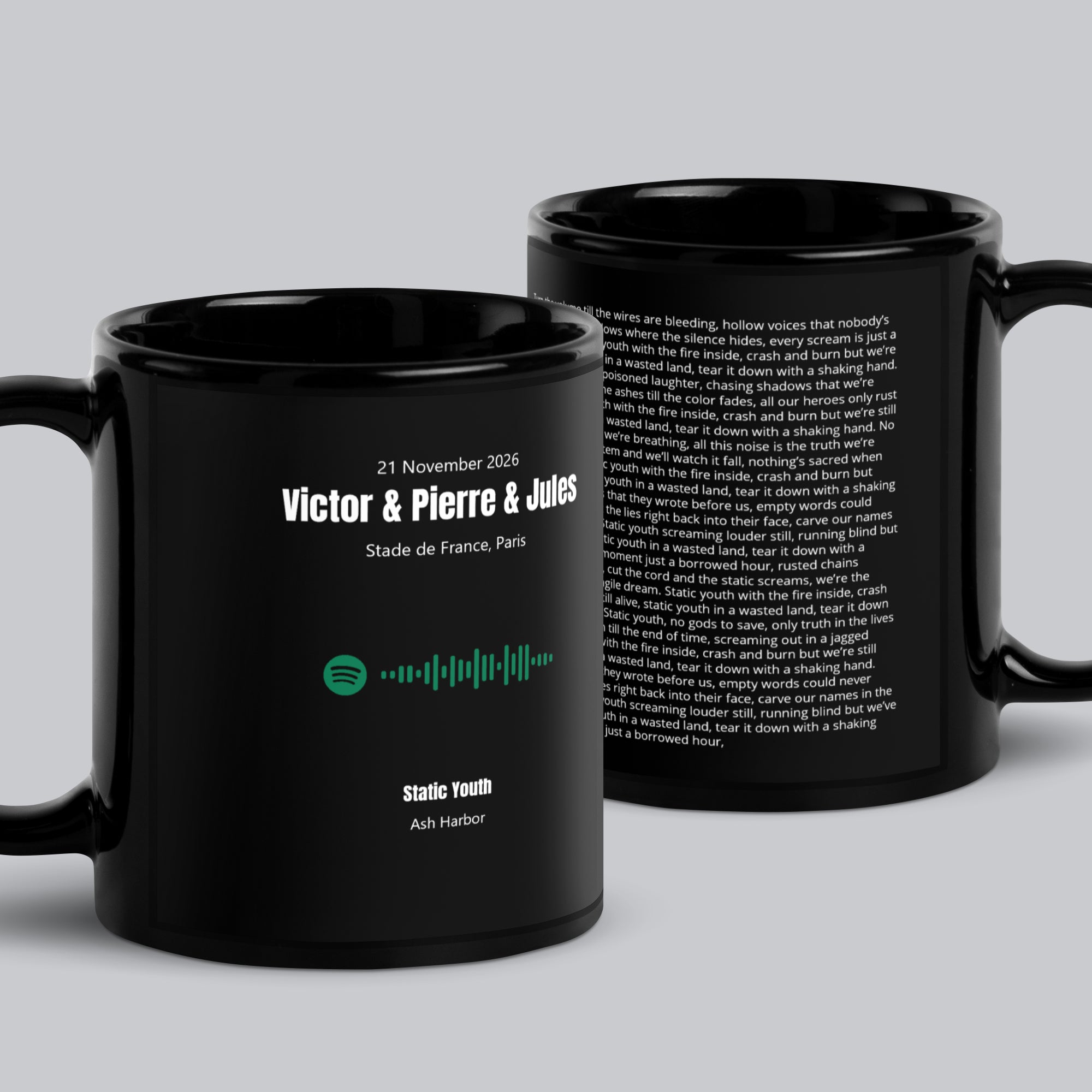 Black Glossy Mug 11oz with custom Music Code of your song#size_11-oz