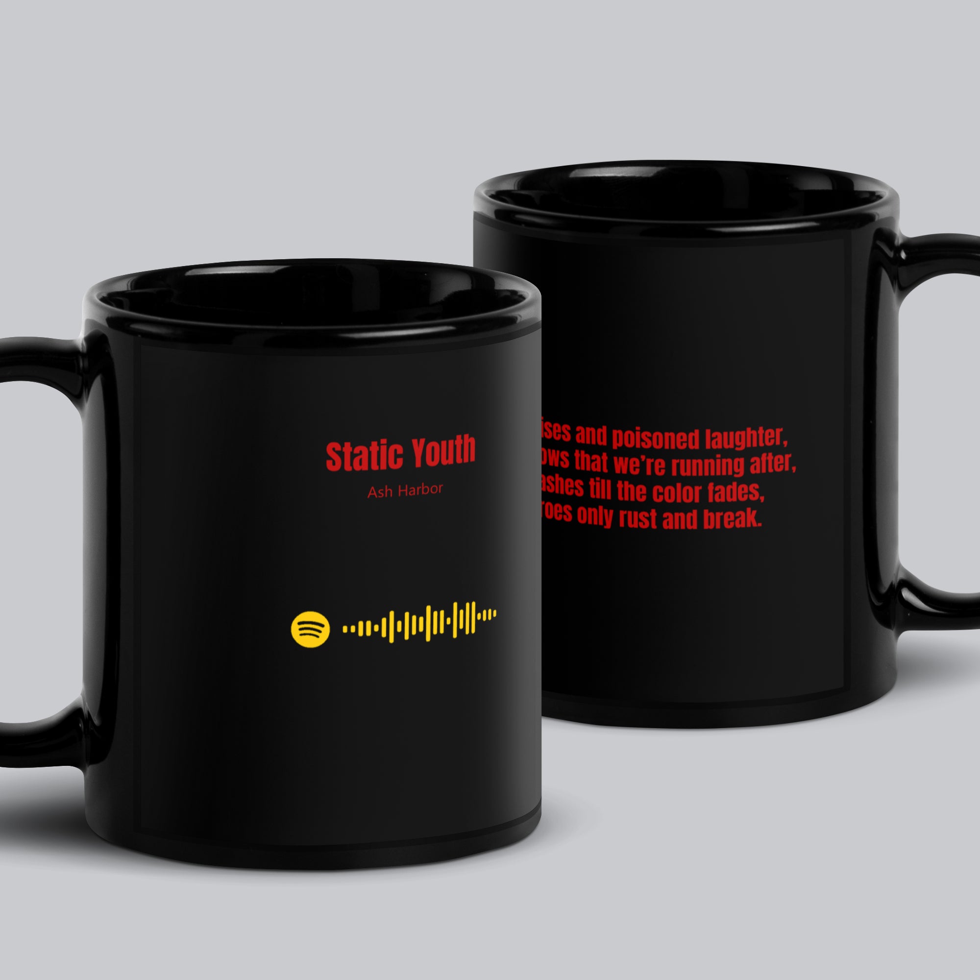 Black Glossy Mug 11oz with custom Music Code of your song