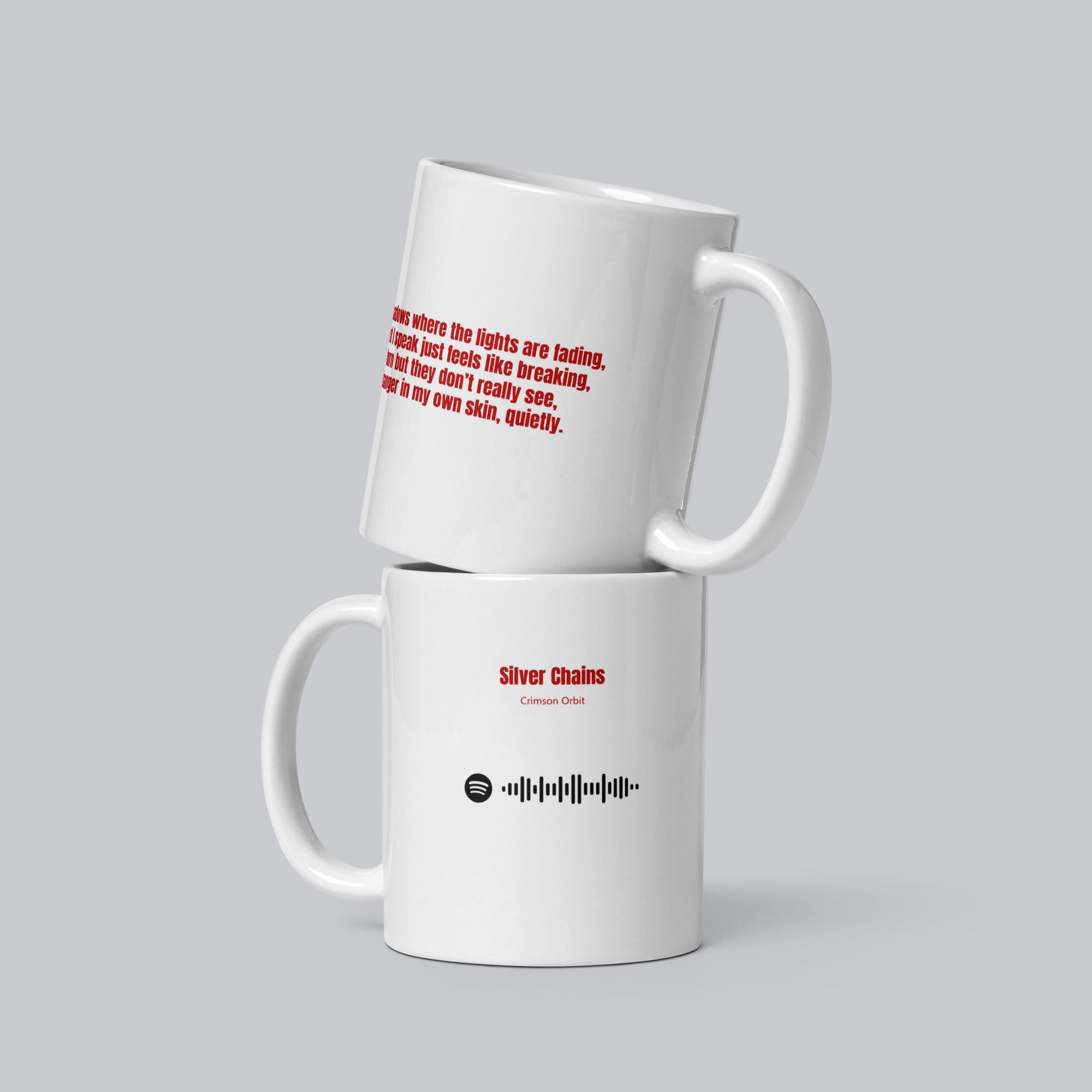 White Glossy Mug 11oz with custom Music Code of your song