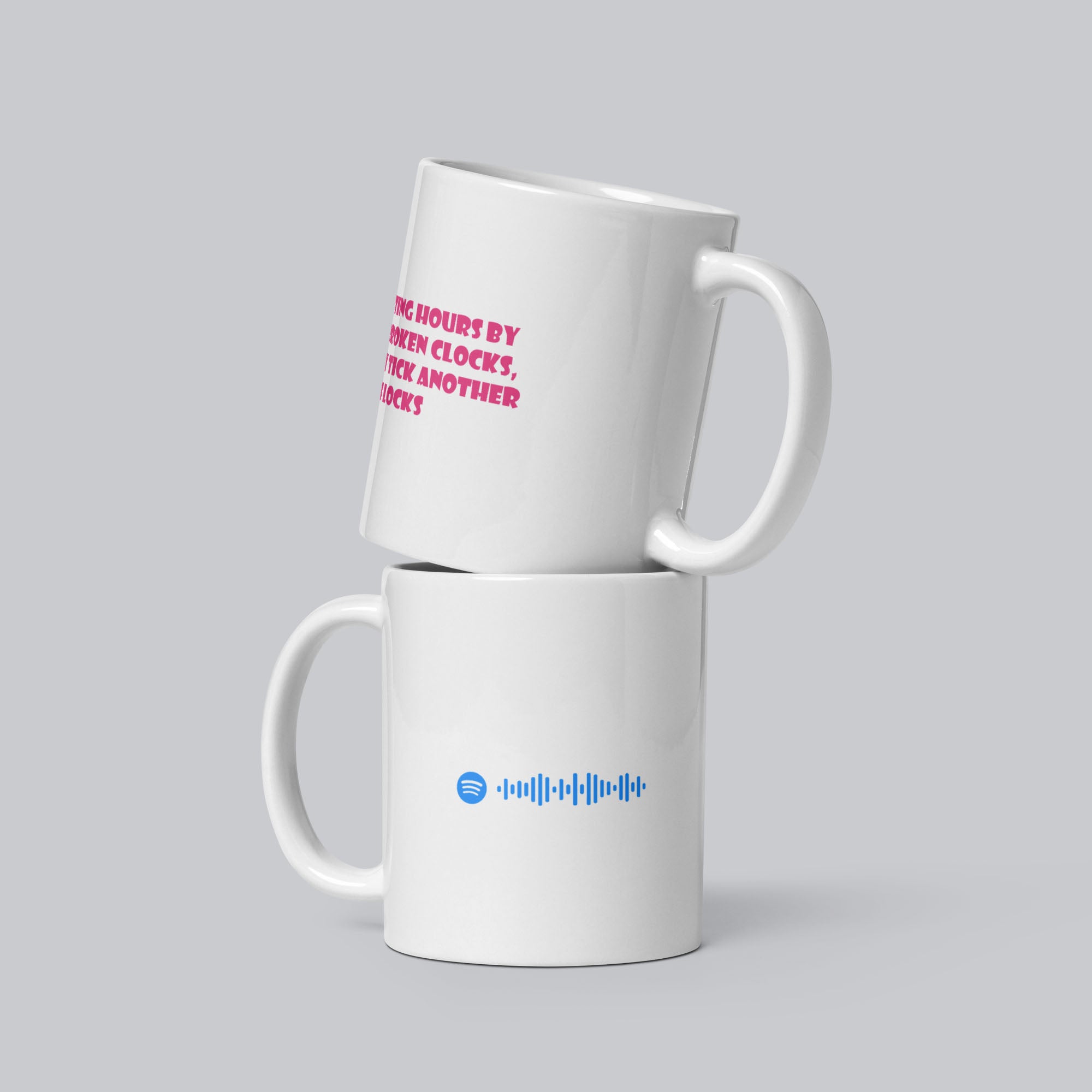 White Glossy Mug 11oz with custom Music Code of your song