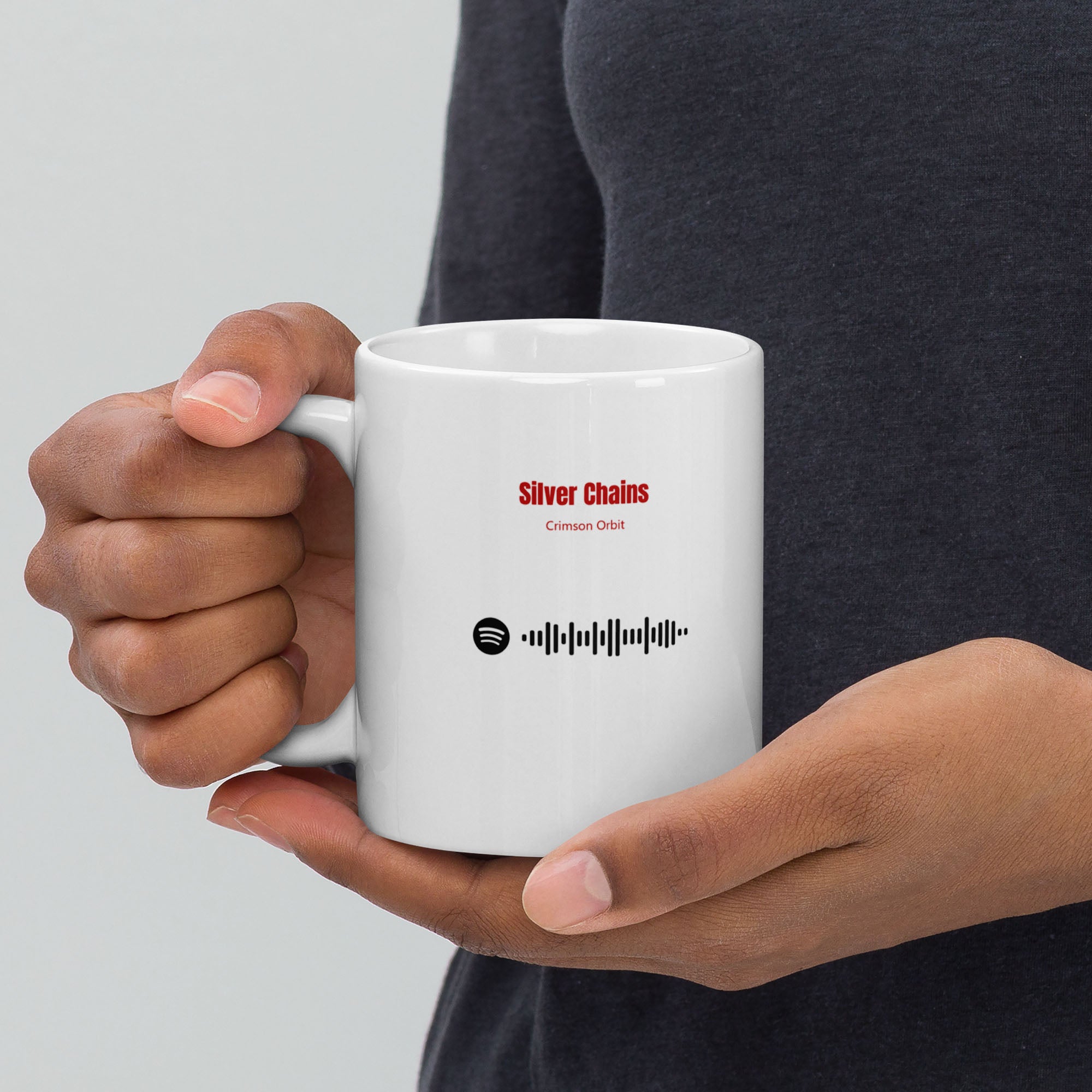 White Glossy Mug 11oz with custom Music Code of your song