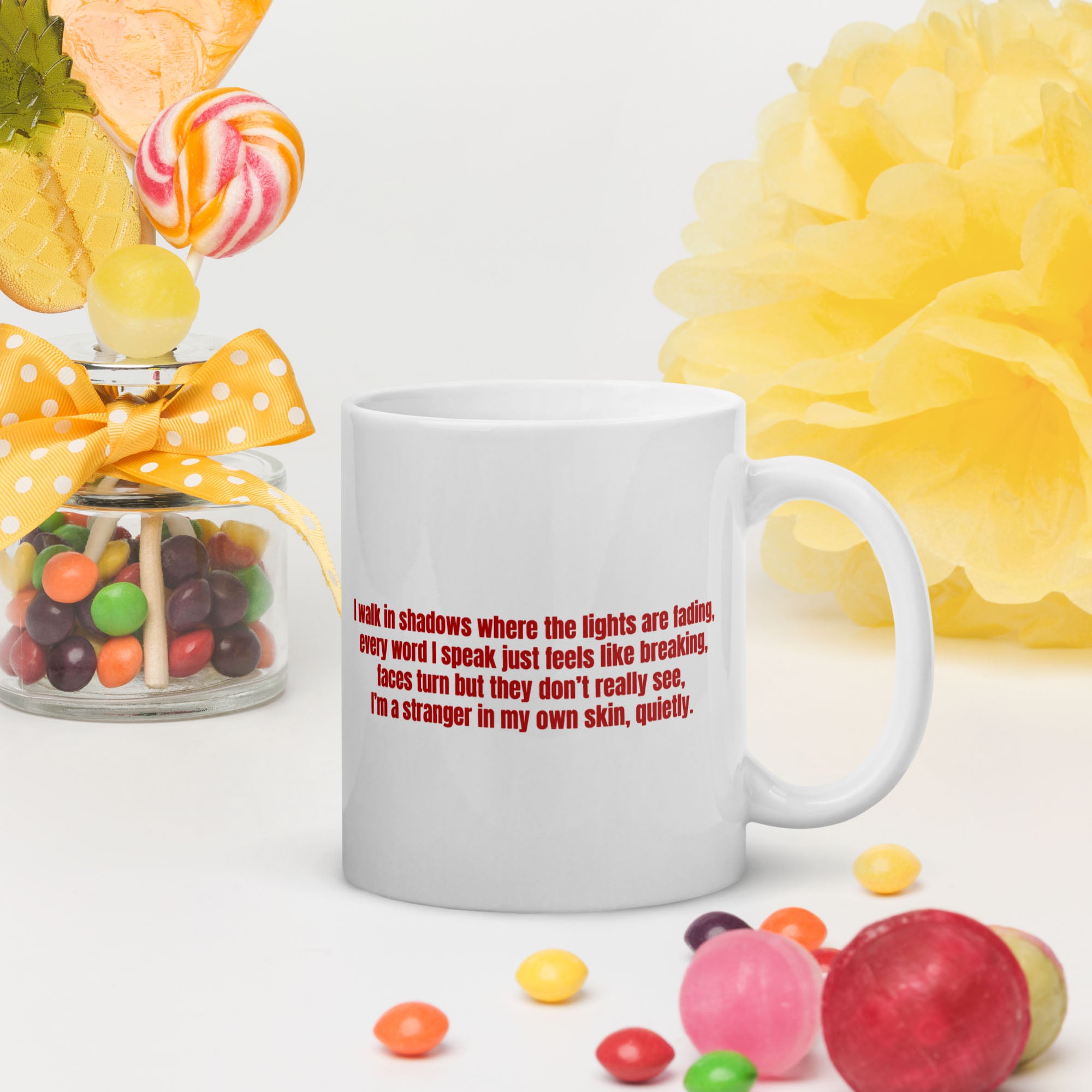 White Glossy Mug 11oz with custom Music Code of your song