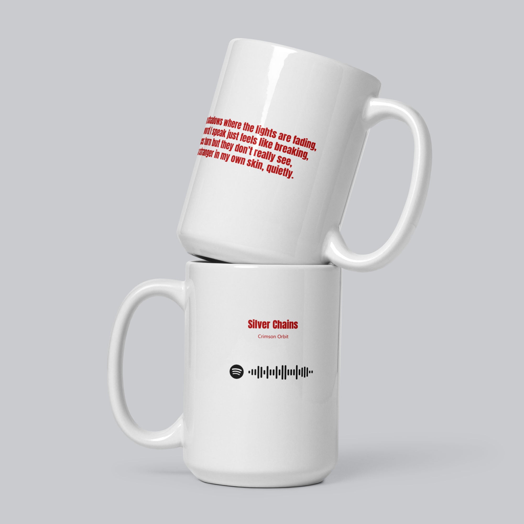 White Glossy Mug 15oz with custom Music Code of your song