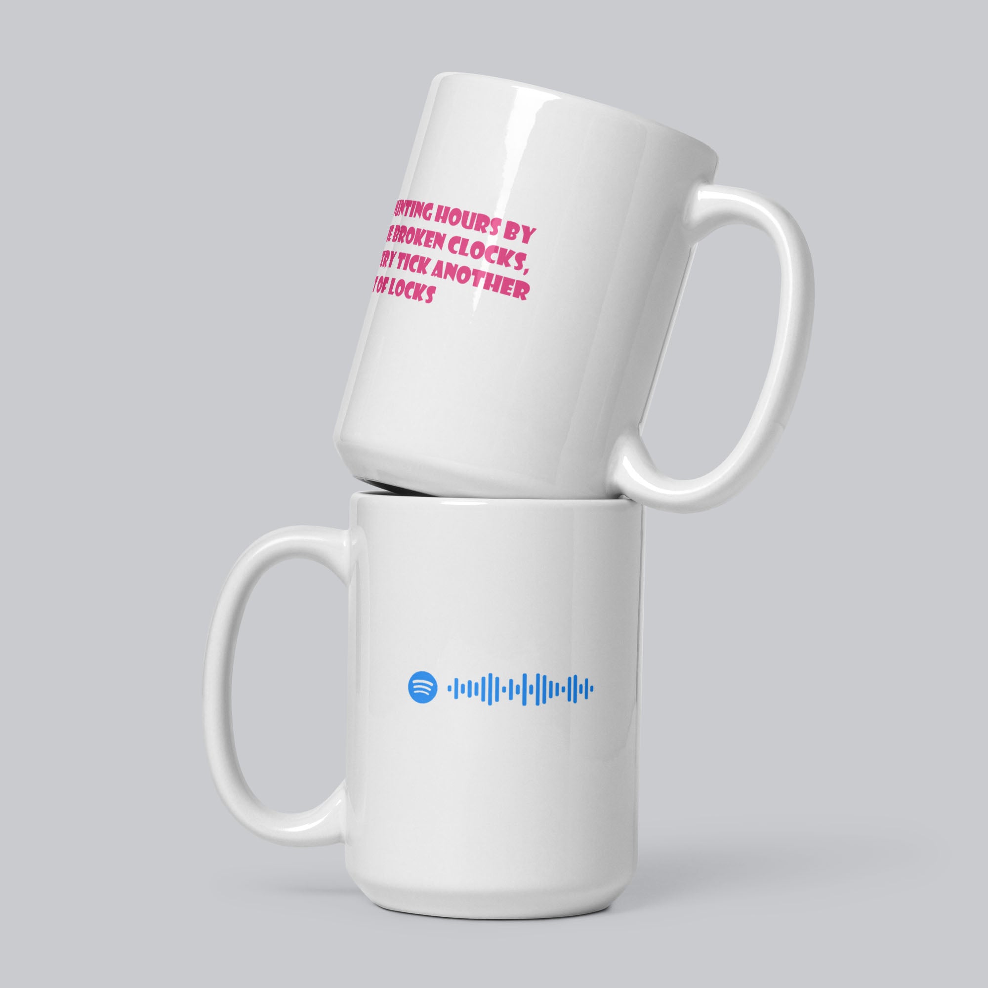 White Glossy Mug 15oz with custom Music Code of your song