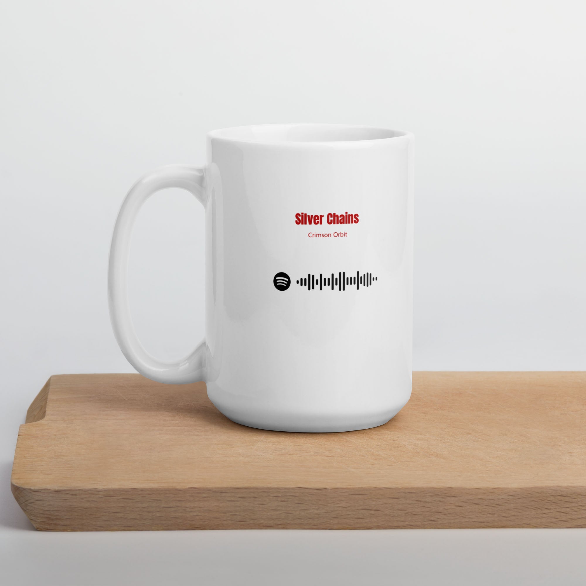White Glossy Mug 15oz with custom Music Code of your song