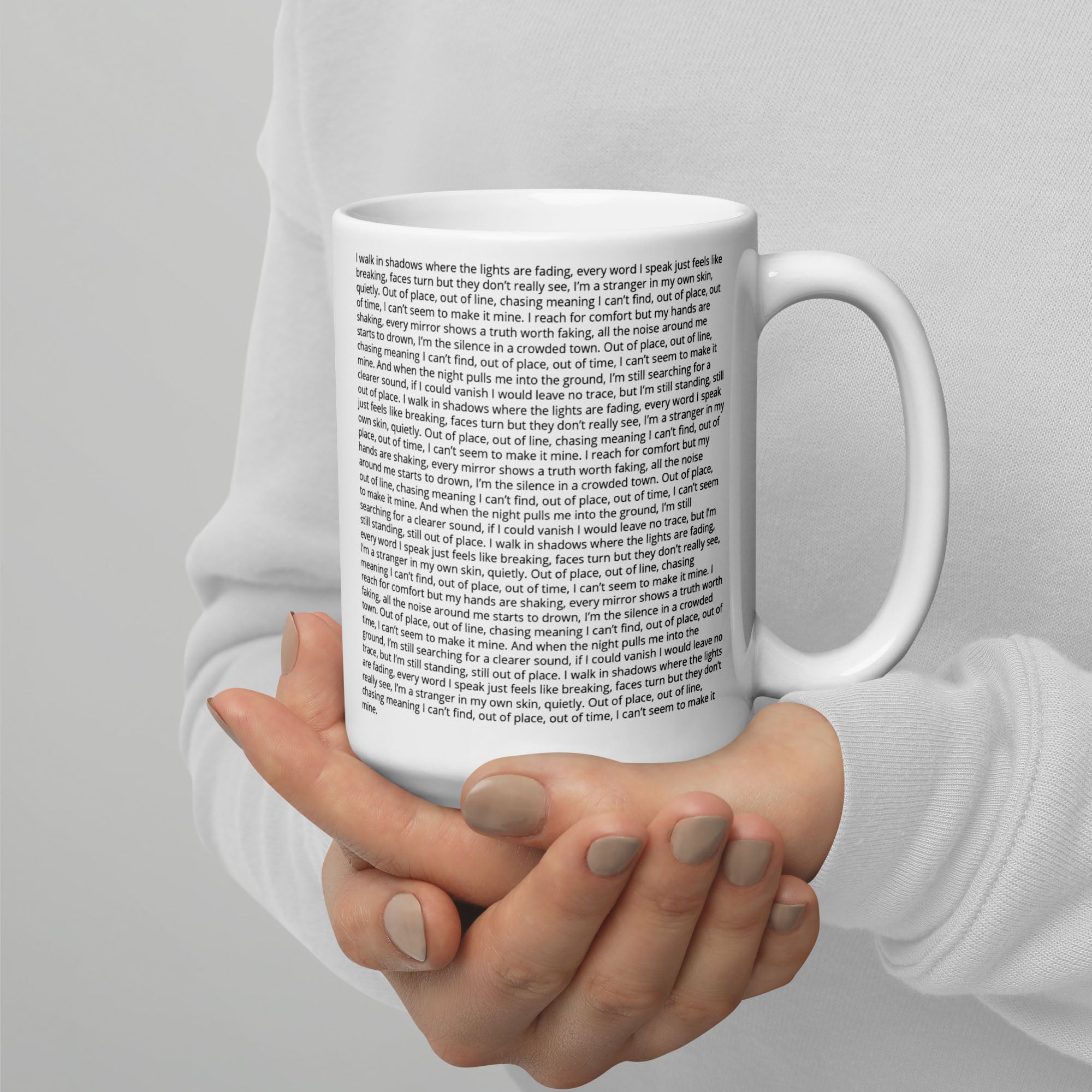 White Glossy Mug 15oz with custom Music Code of your song