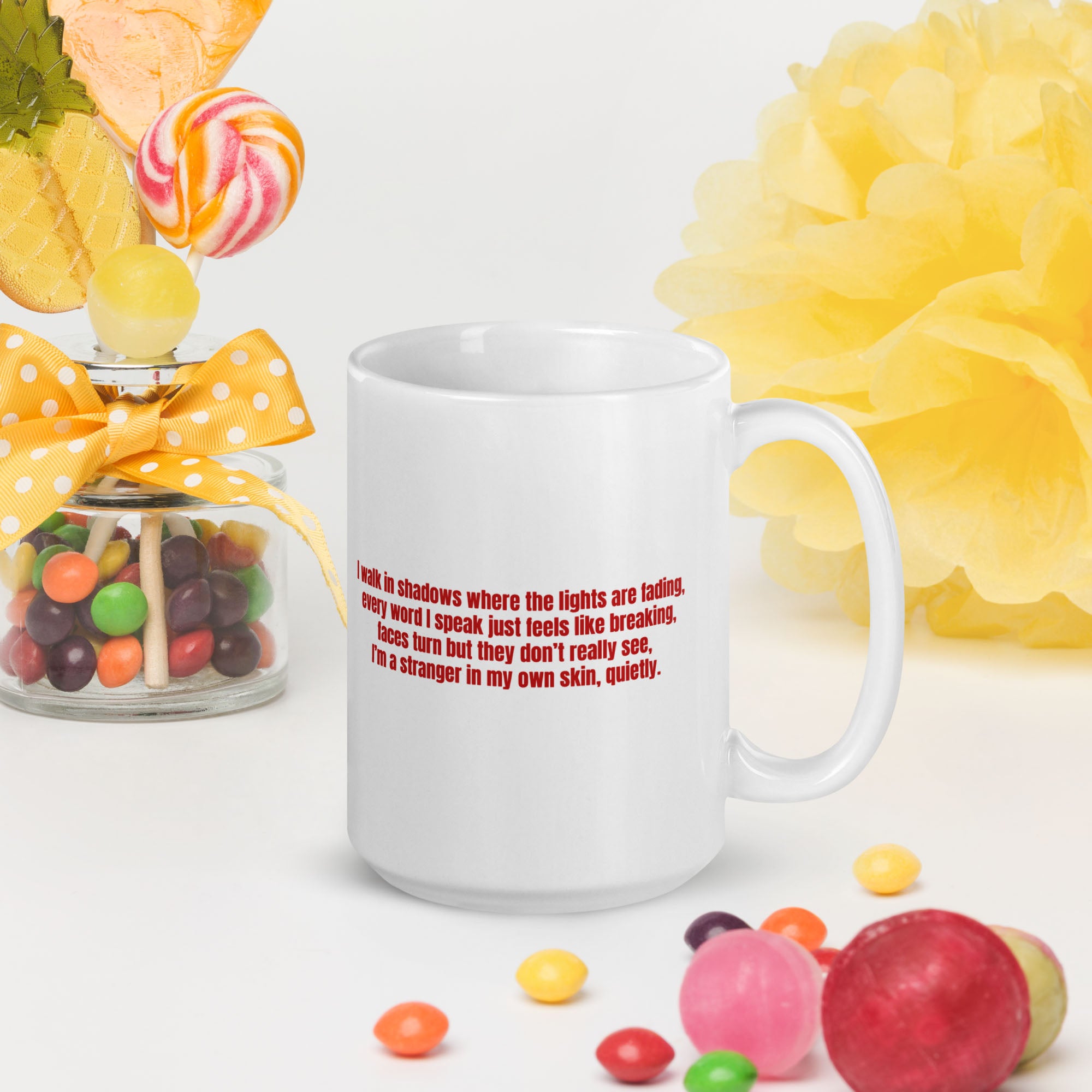 White Glossy Mug 15oz with custom Music Code of your song