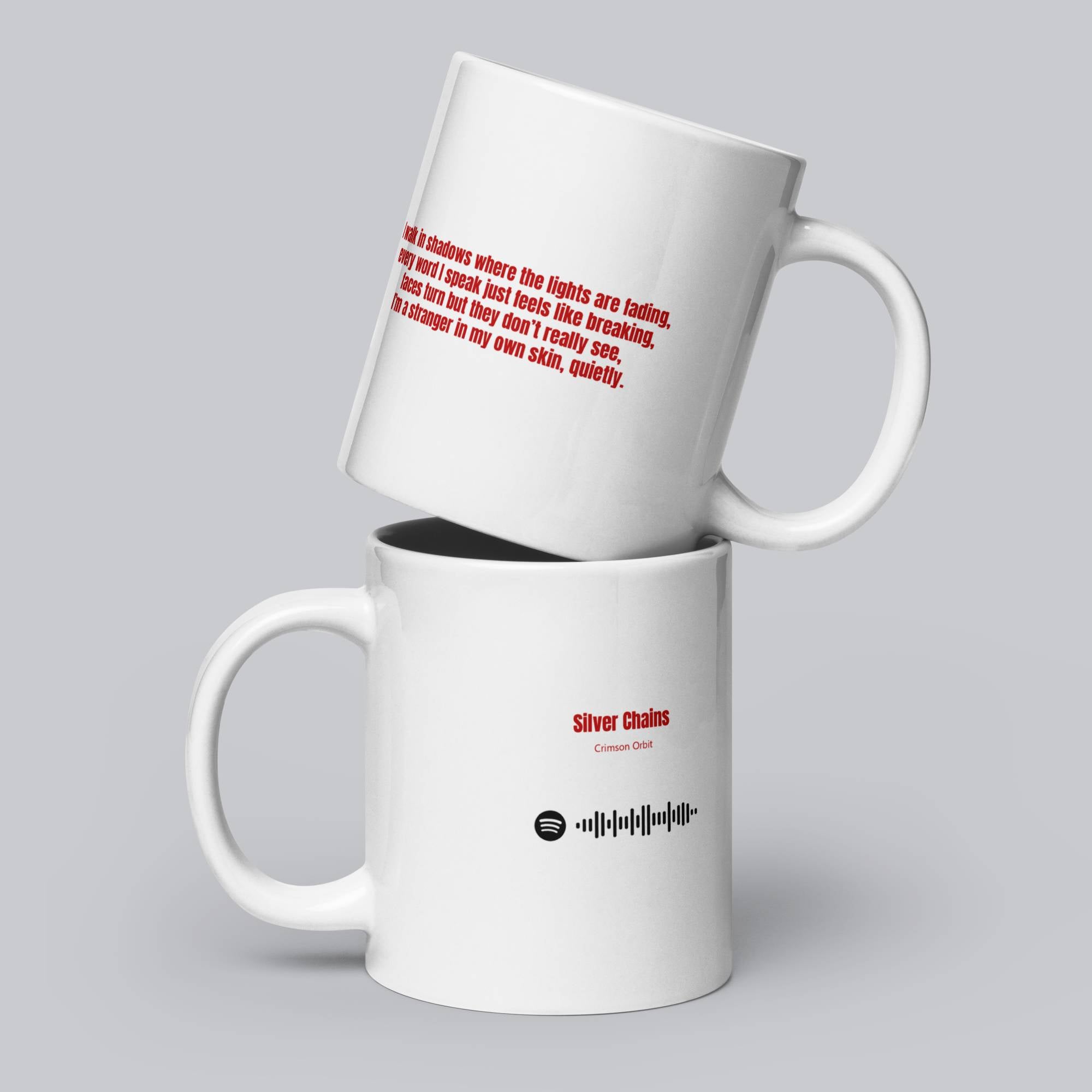 White Glossy Mug 20oz with custom Music Code of your song
