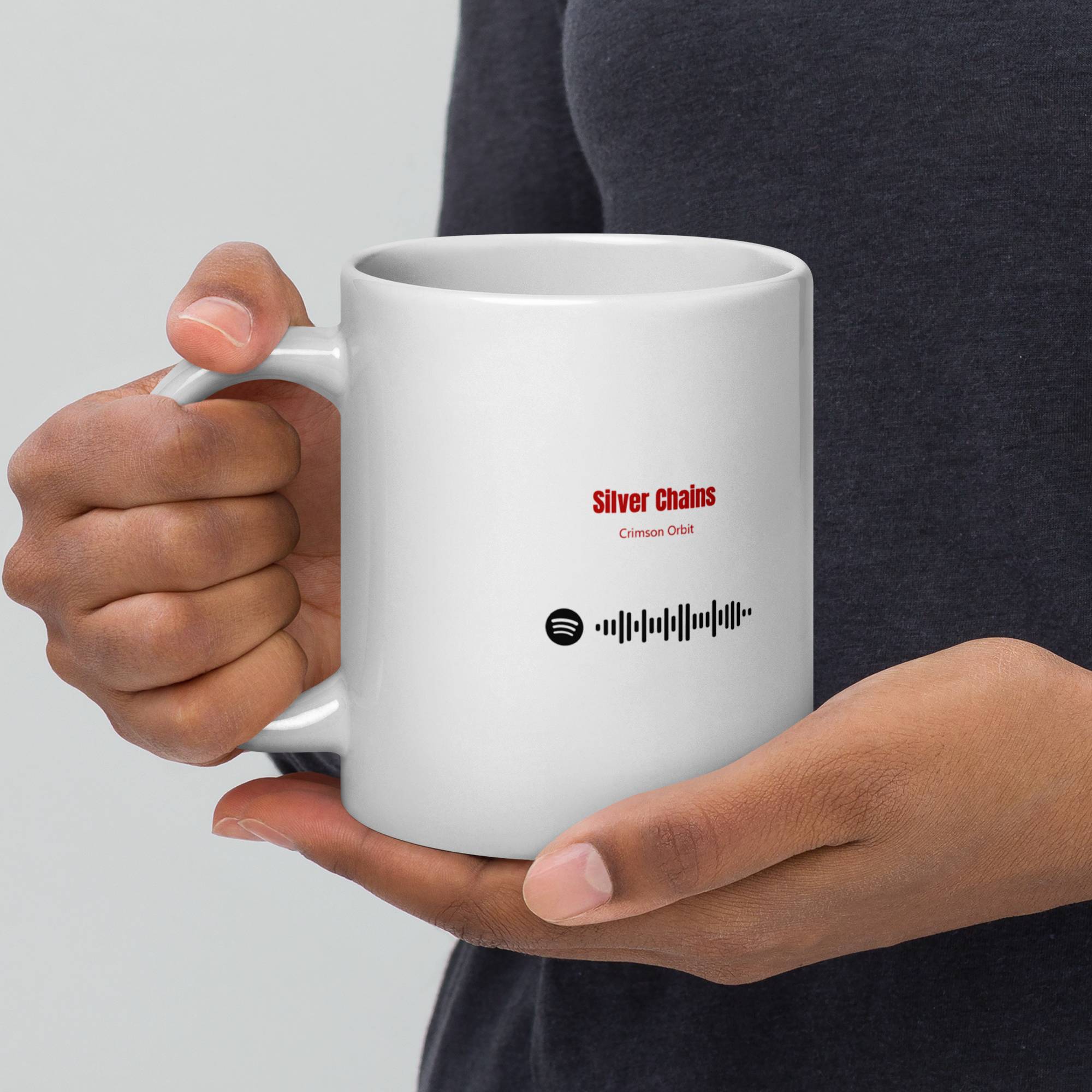 White Glossy Mug 20oz with custom Music Code of your song