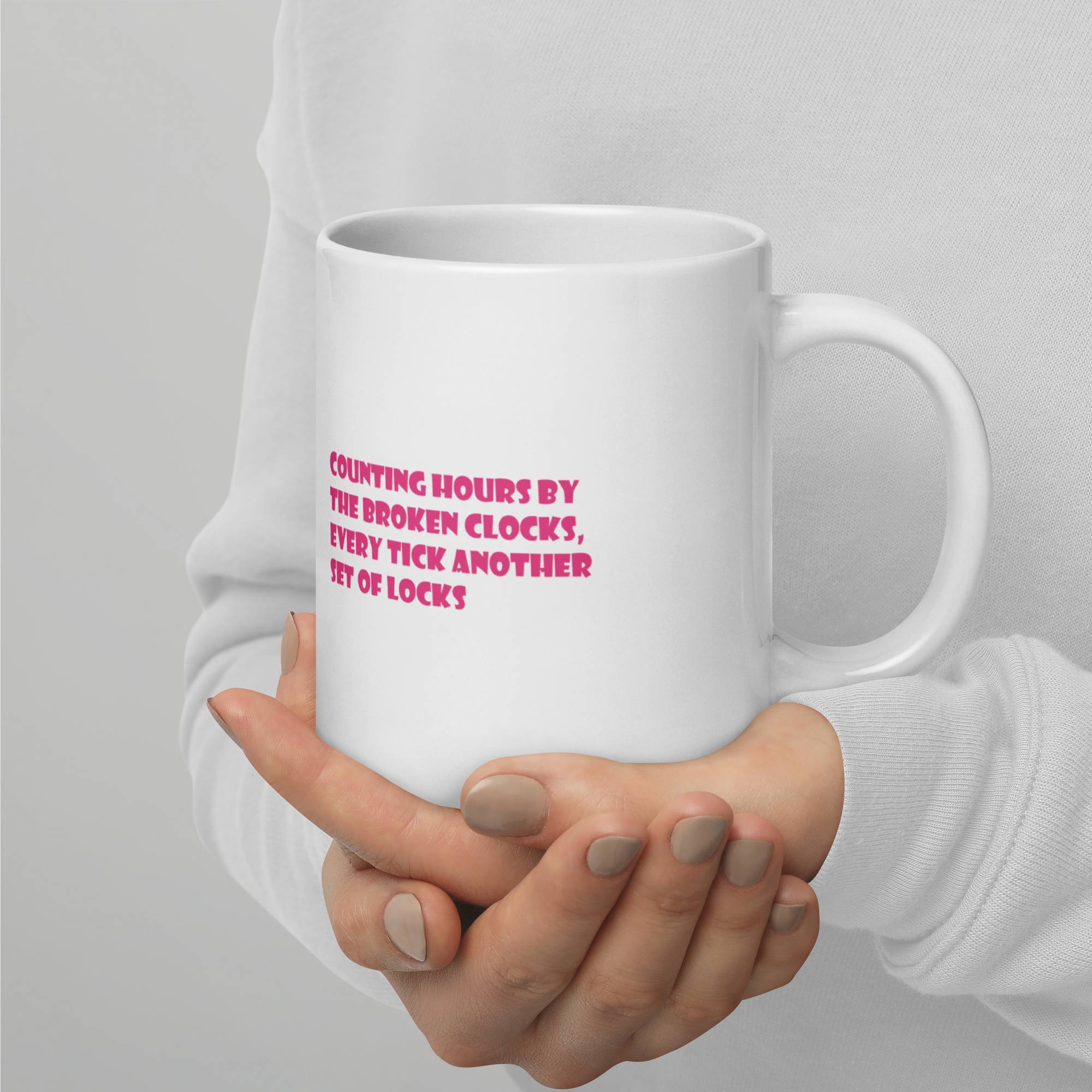 White Glossy Mug 20oz with custom Music Code of your song