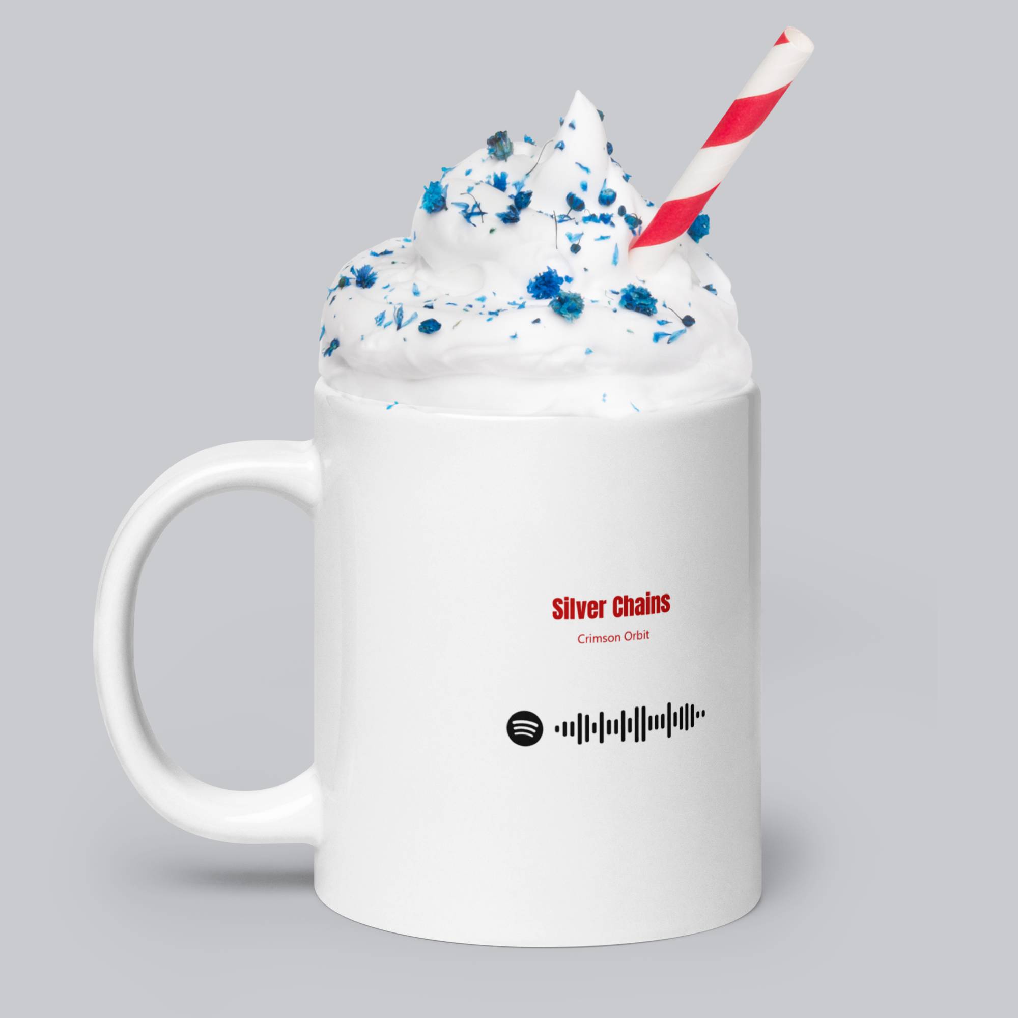 White Glossy Mug 20oz with custom Music Code of your song
