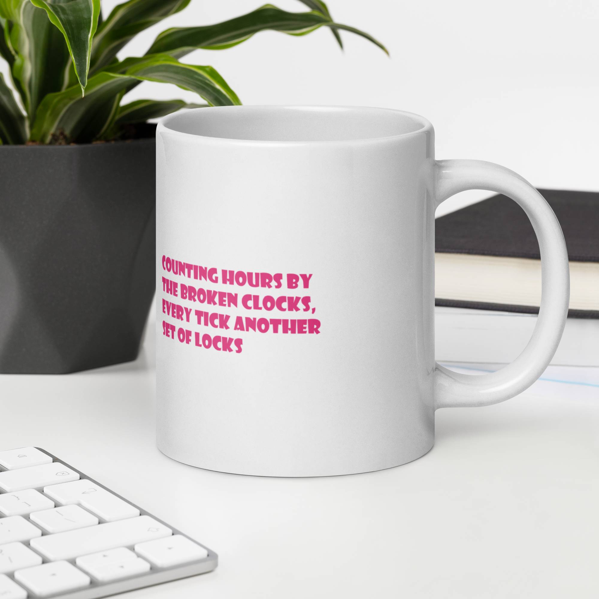 White Glossy Mug 20oz with custom Music Code of your song