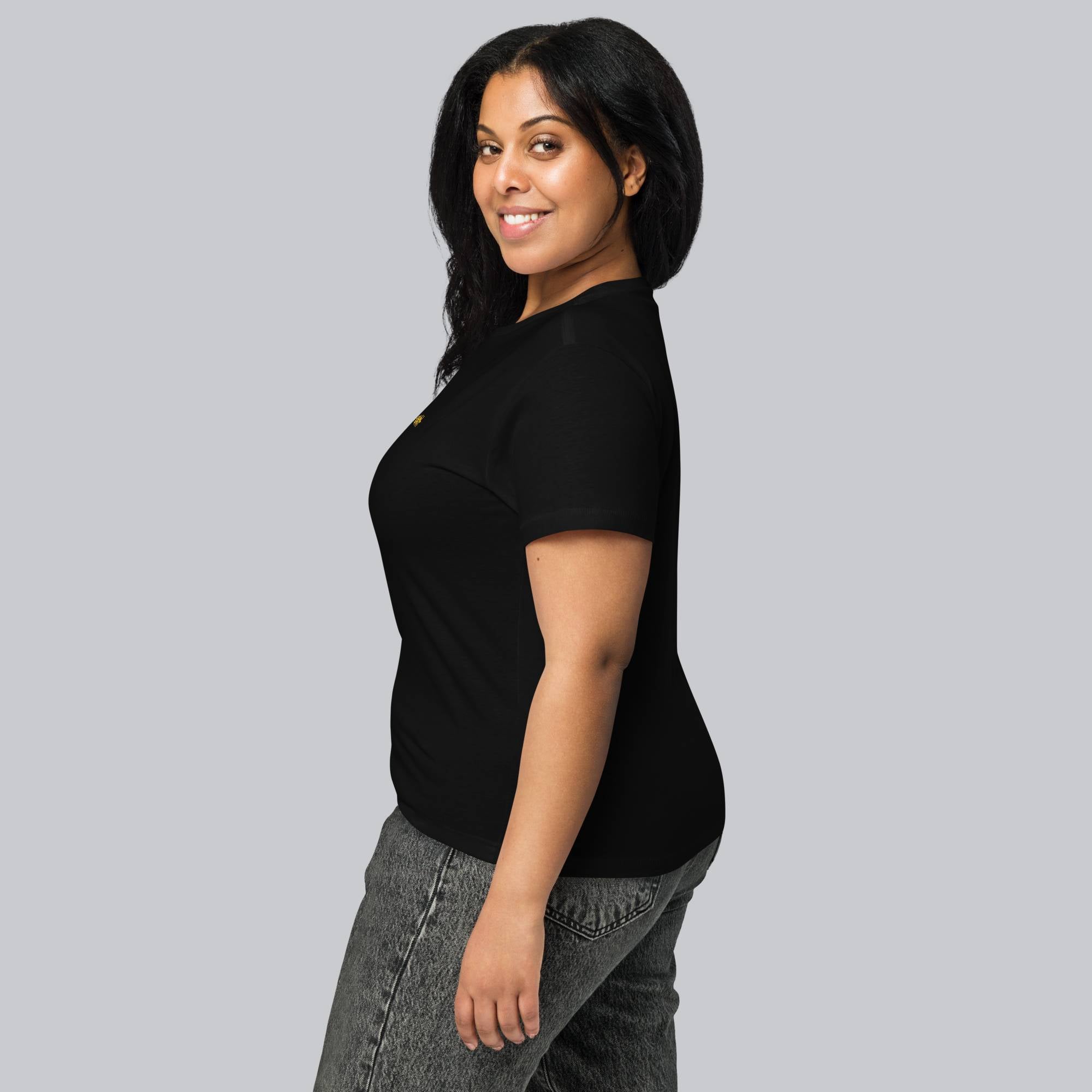 Black Short Women tshirt with custom Music Code