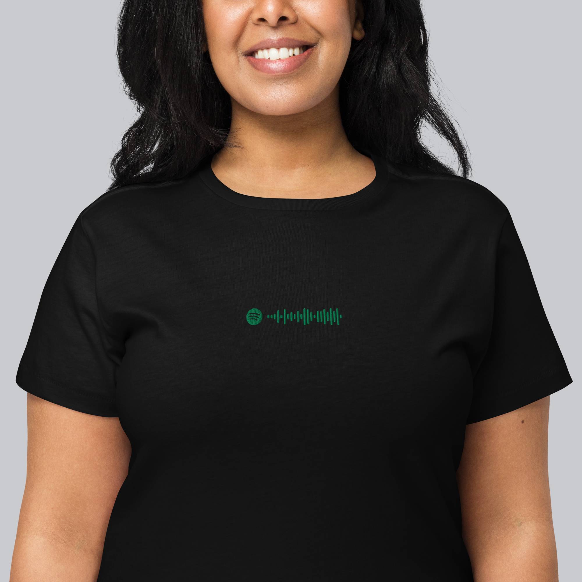 Black Short Women tshirt with custom Music Code