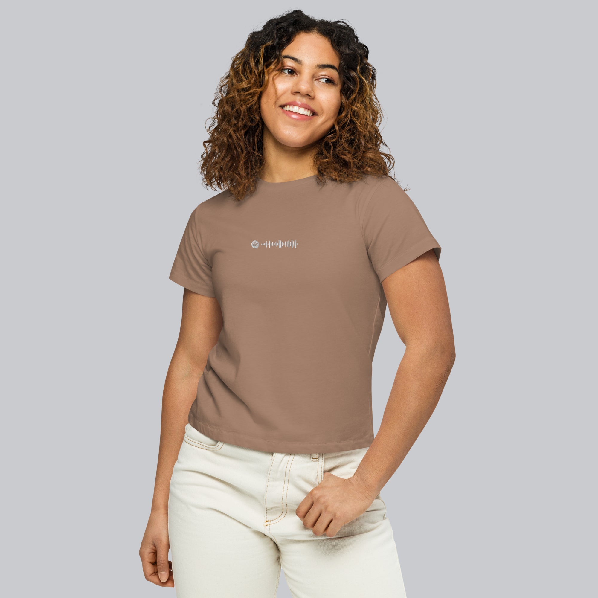 Brown Short Women tshirt with custom Music Code