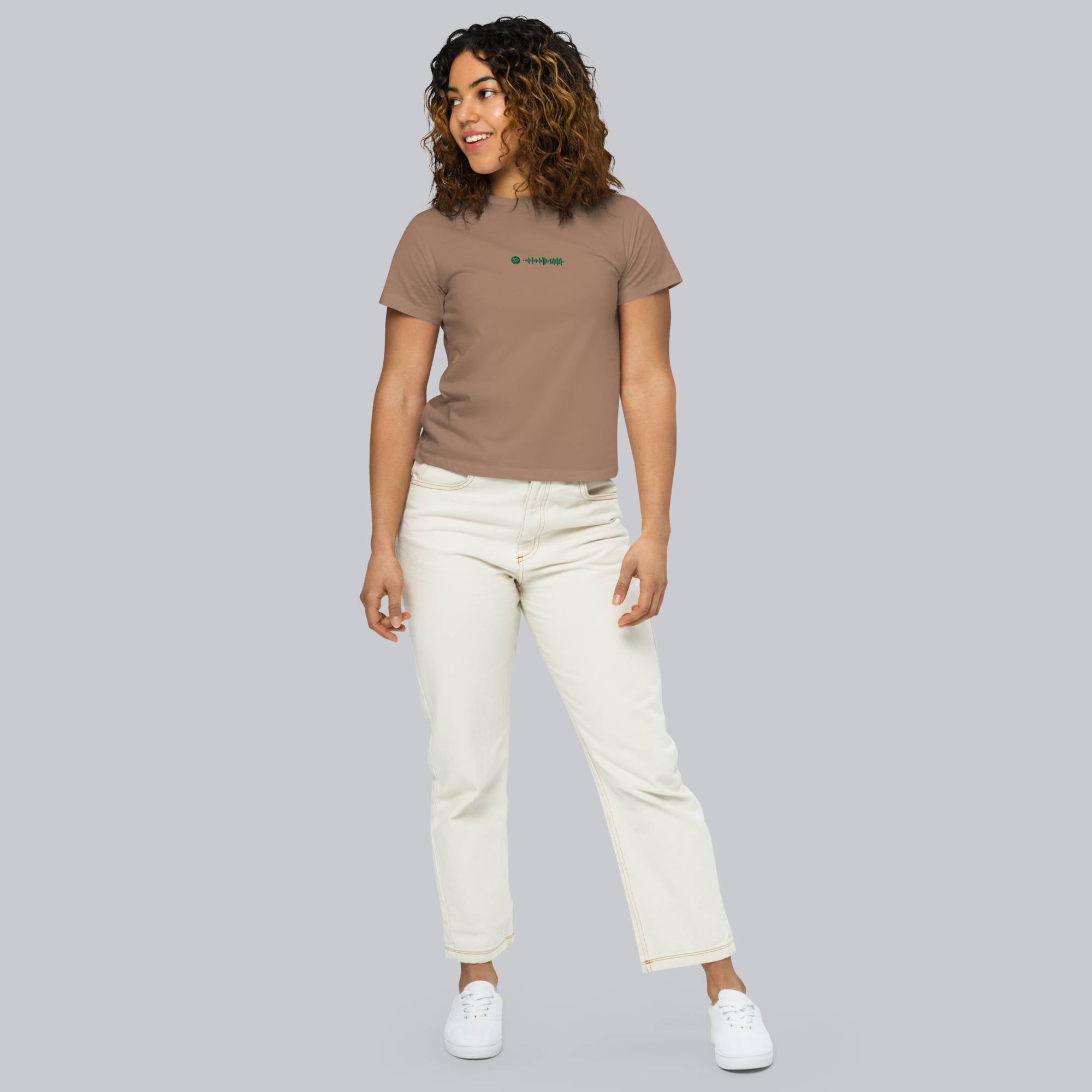 Brown Short Women tshirt with custom Music Code