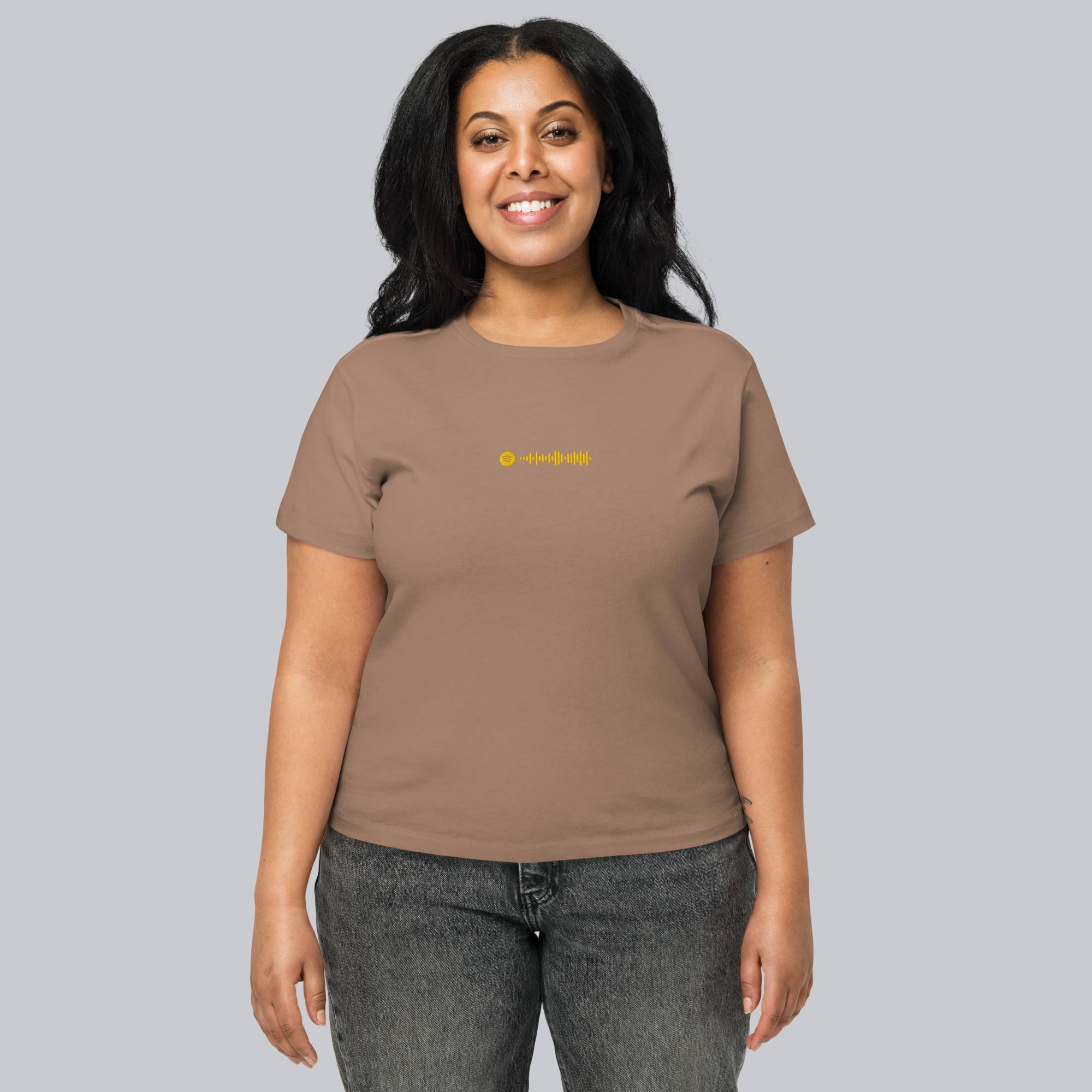 Brown Short Women tshirt with custom Music Code