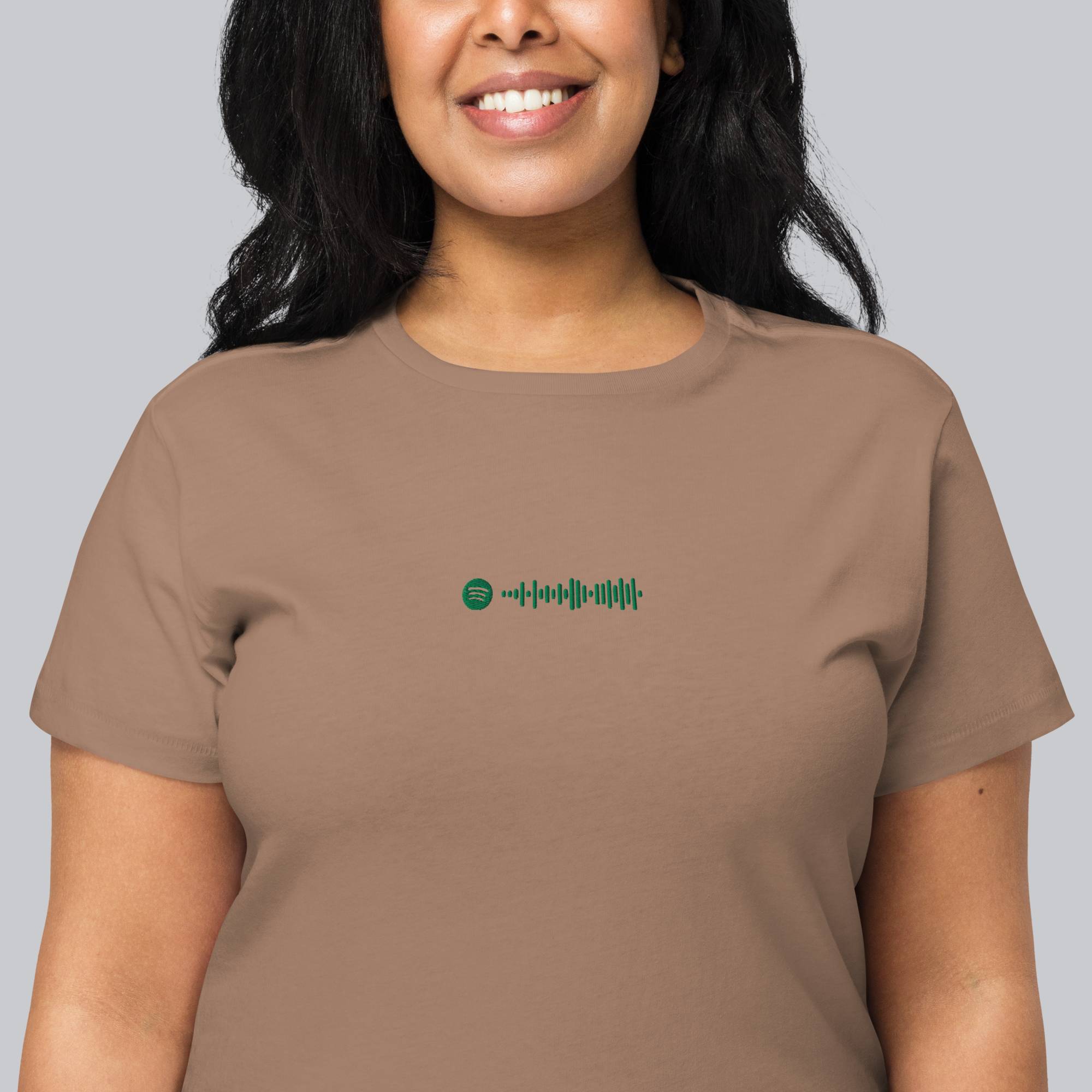 Brown Short Women tshirt with custom Music Code