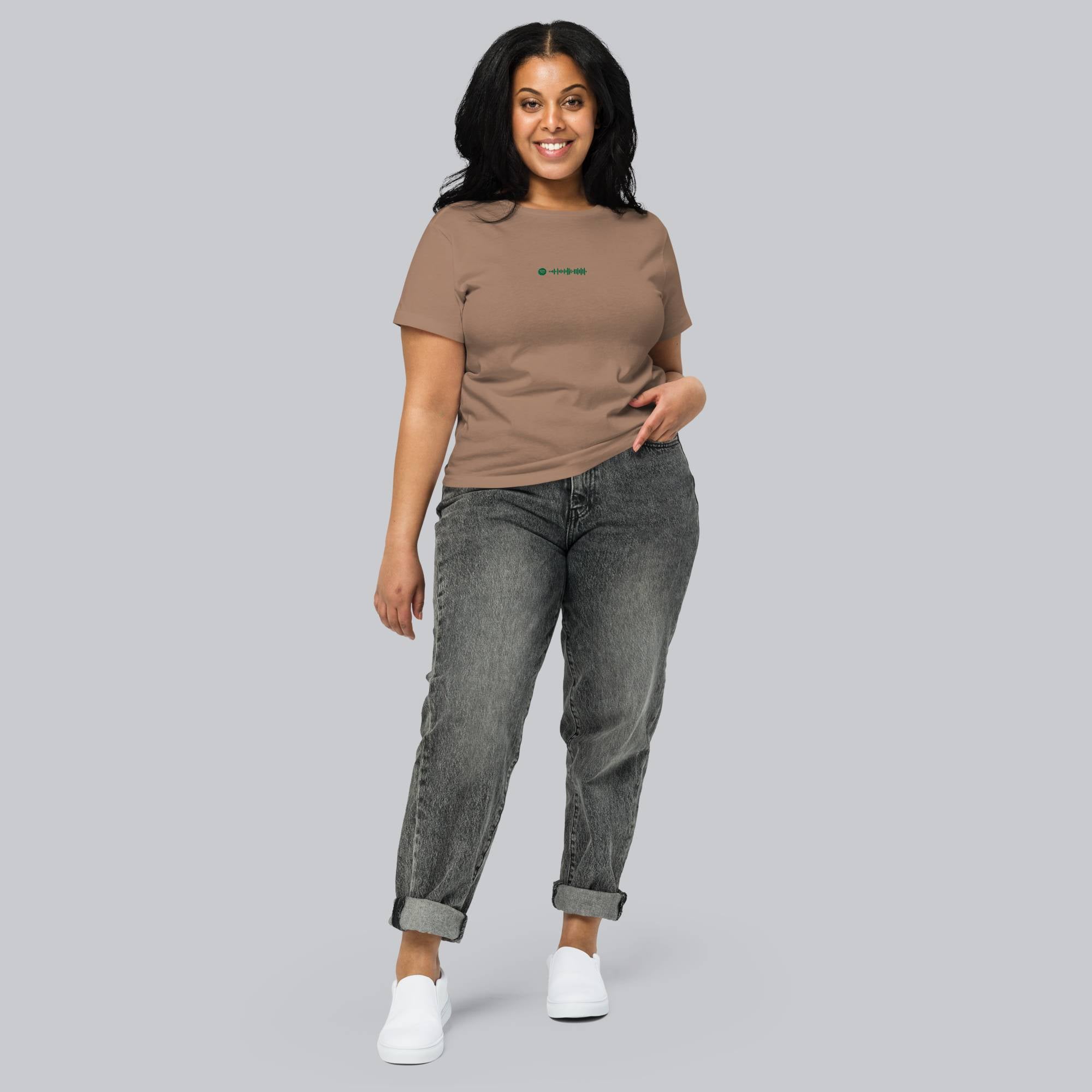 Brown Short Women tshirt with custom Music Code