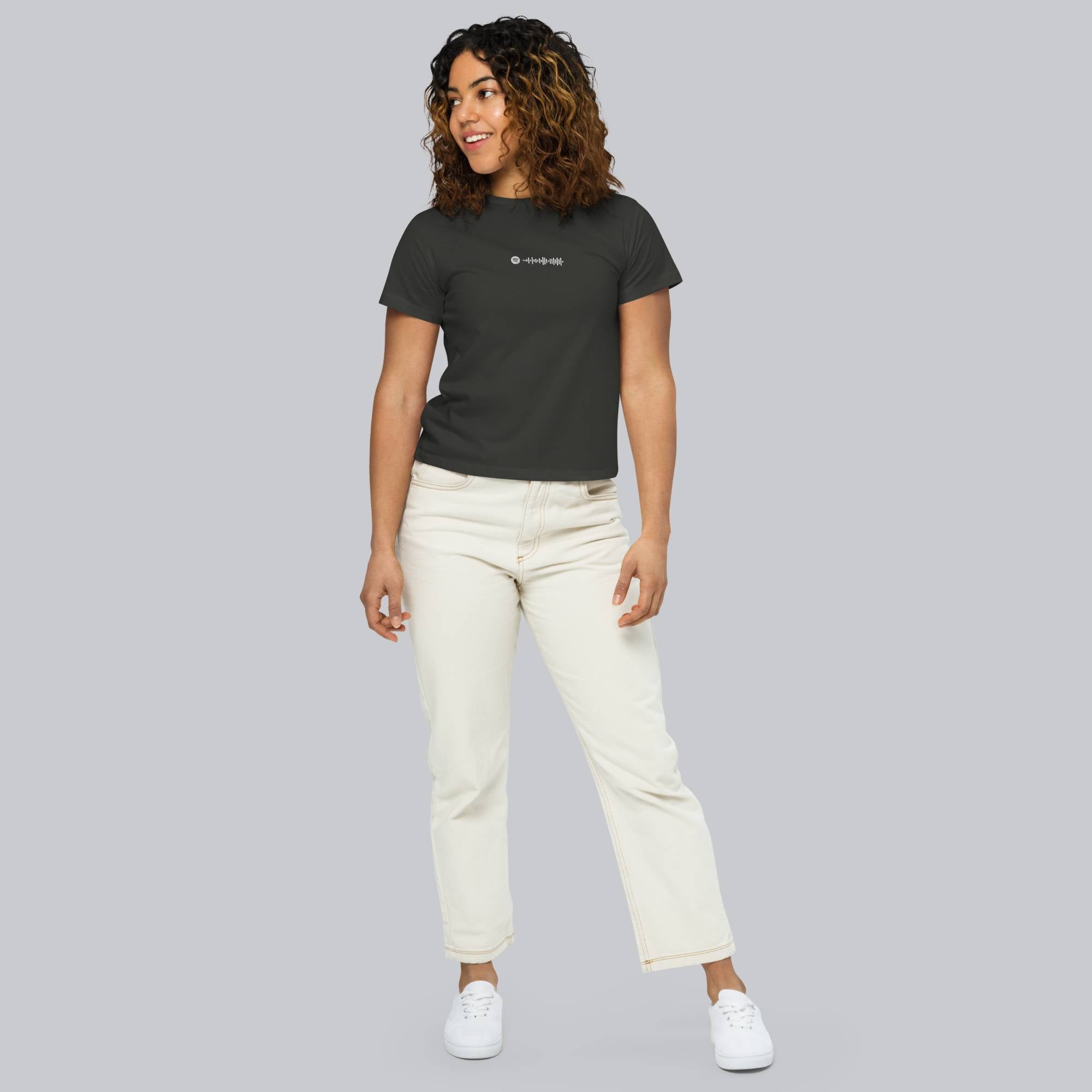 Dark grey Short Women tshirt with custom Music Code