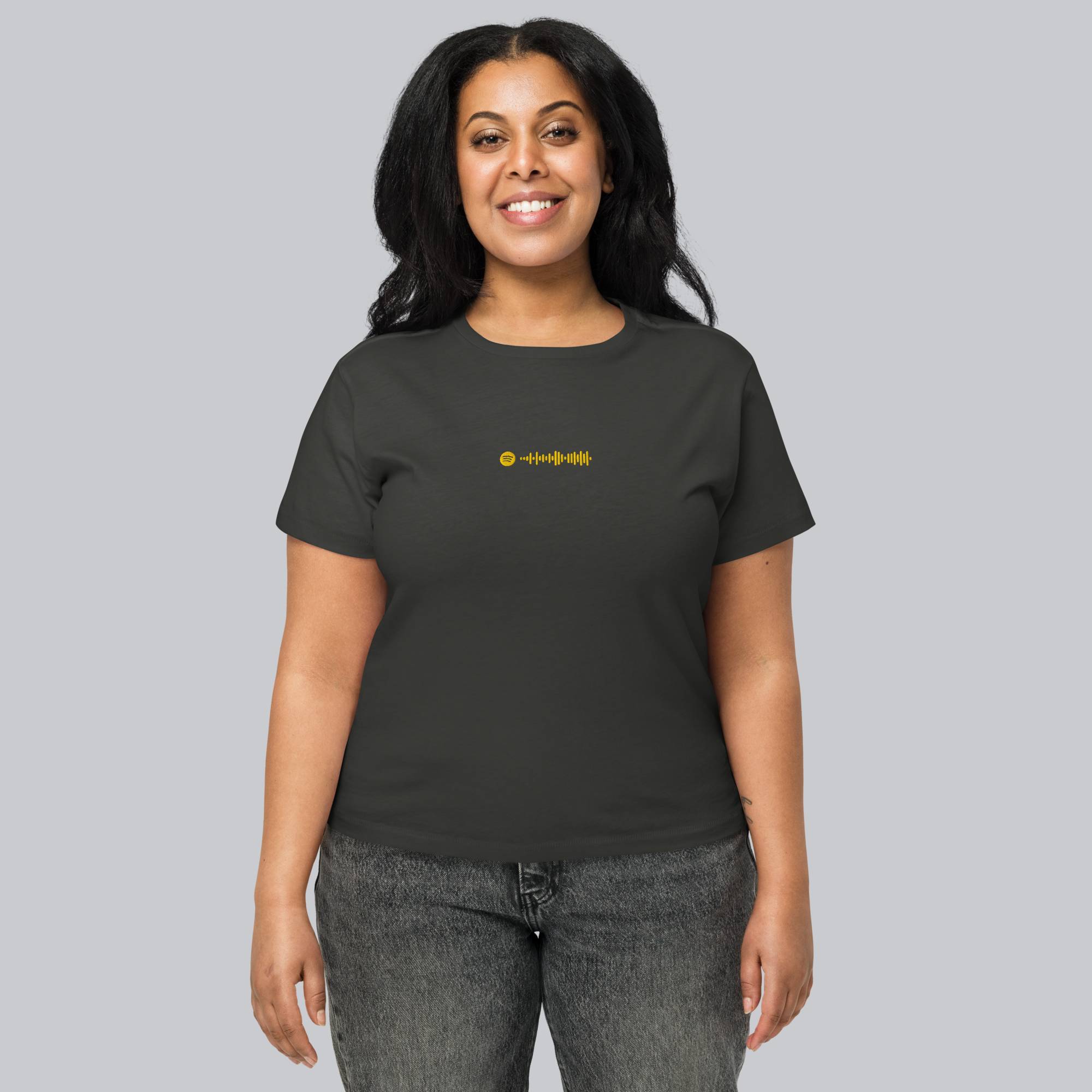 Dark grey Short Women tshirt with custom Music Code