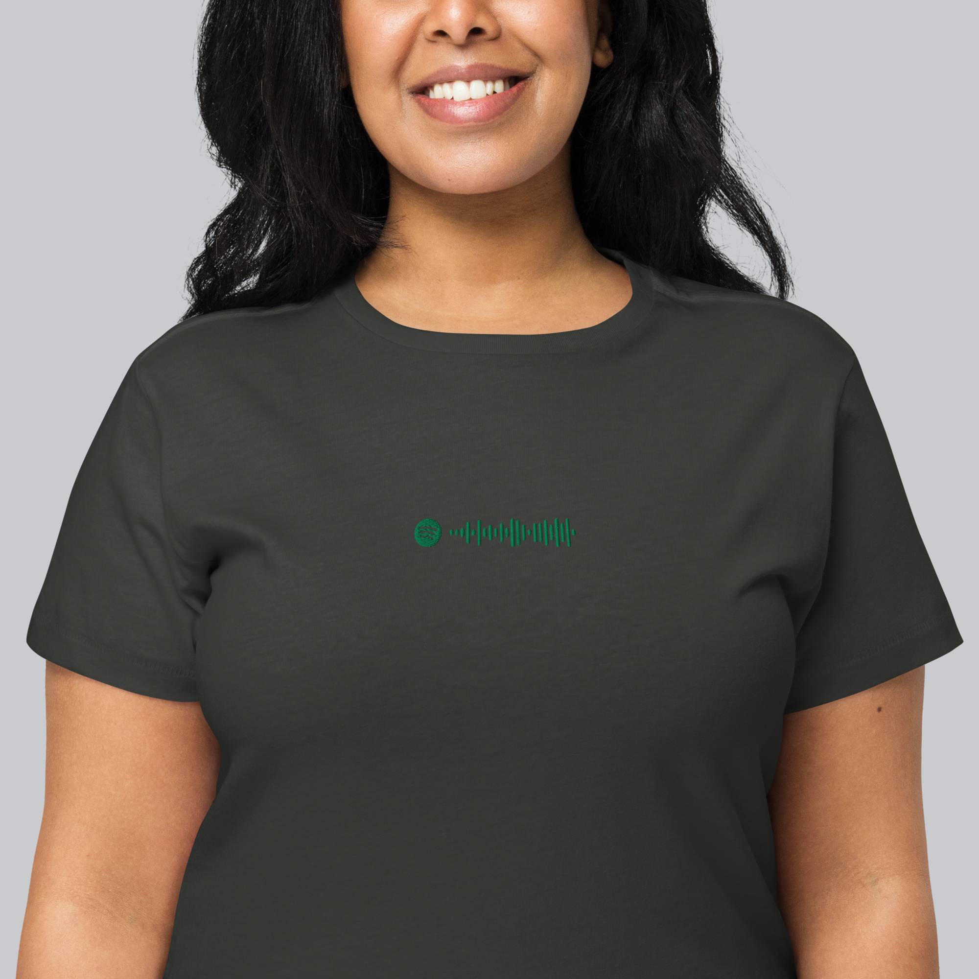 Dark grey Short Women tshirt with custom Music Code