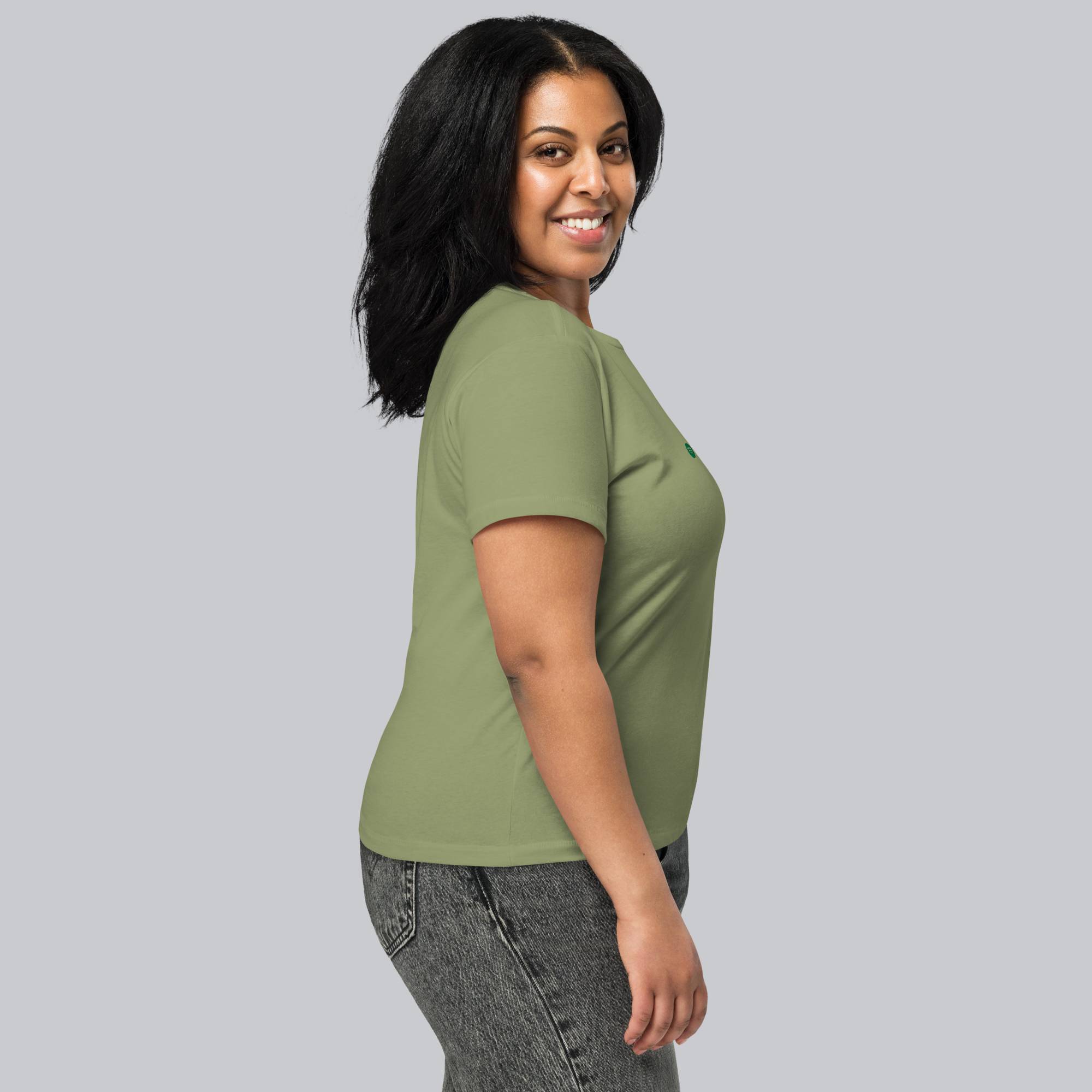 Light military green Short Women tshirt with custom Music Code