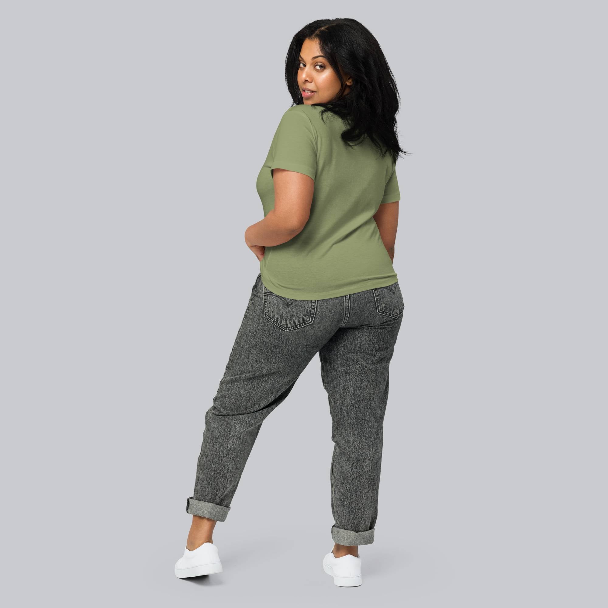 Light military green Short Women tshirt with custom Music Code