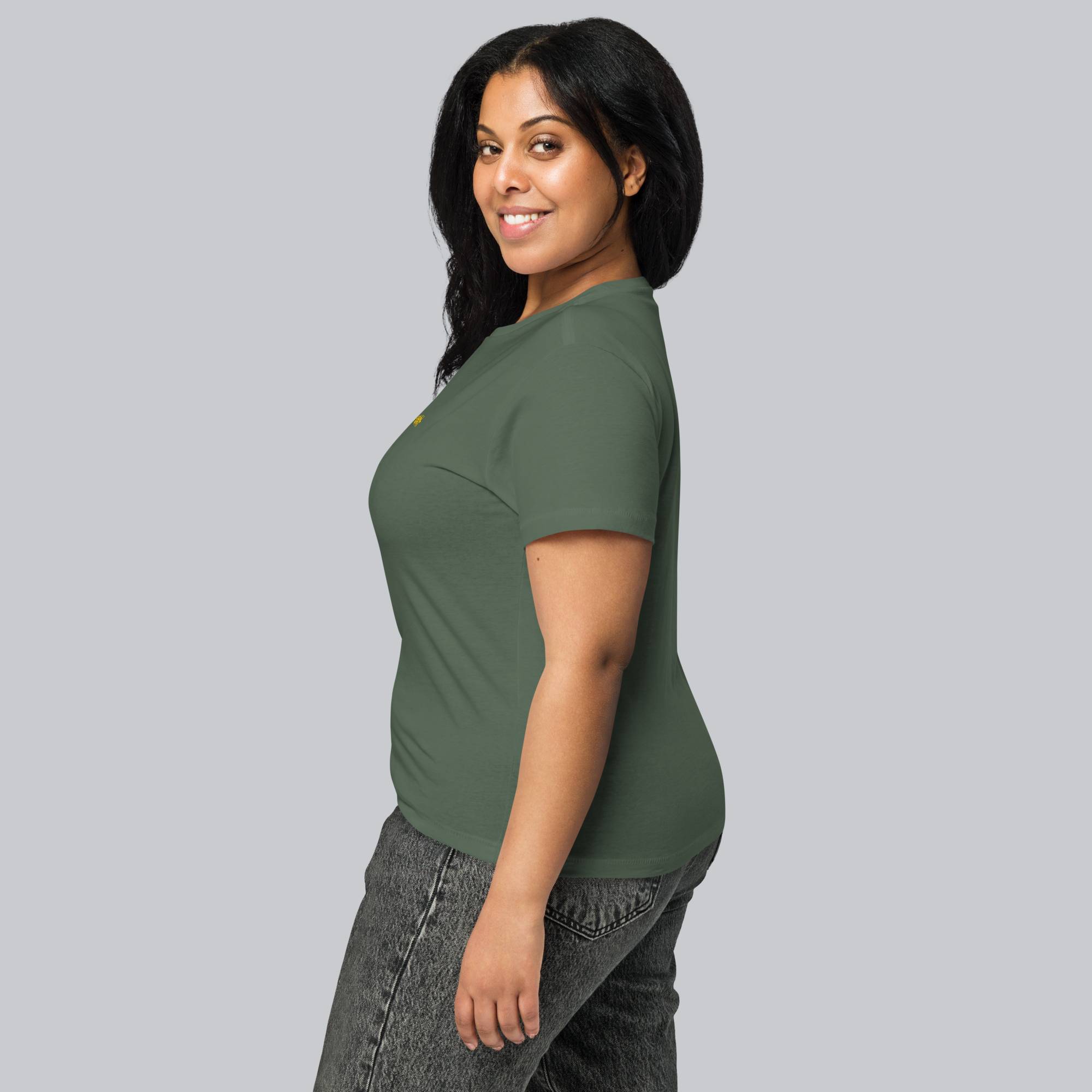 Military green Short Women tshirt with custom Music Code