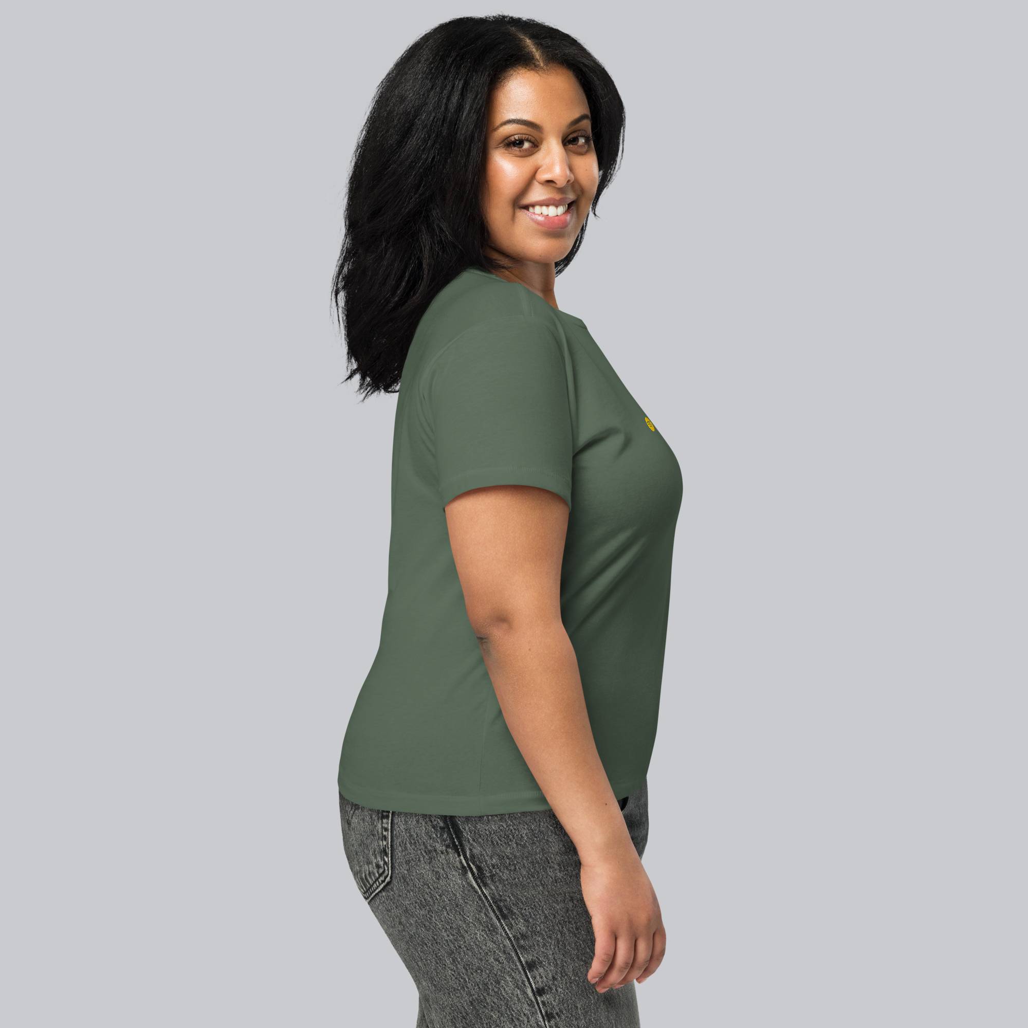 Military green Short Women tshirt with custom Music Code