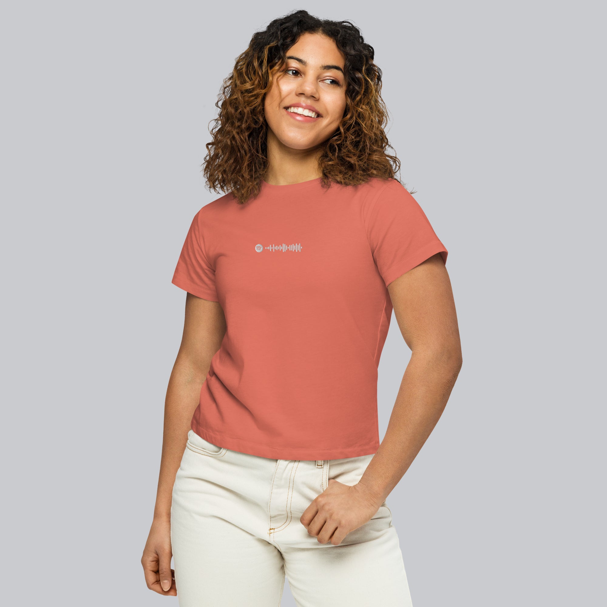Brick red Short Women tshirt with custom Music Code