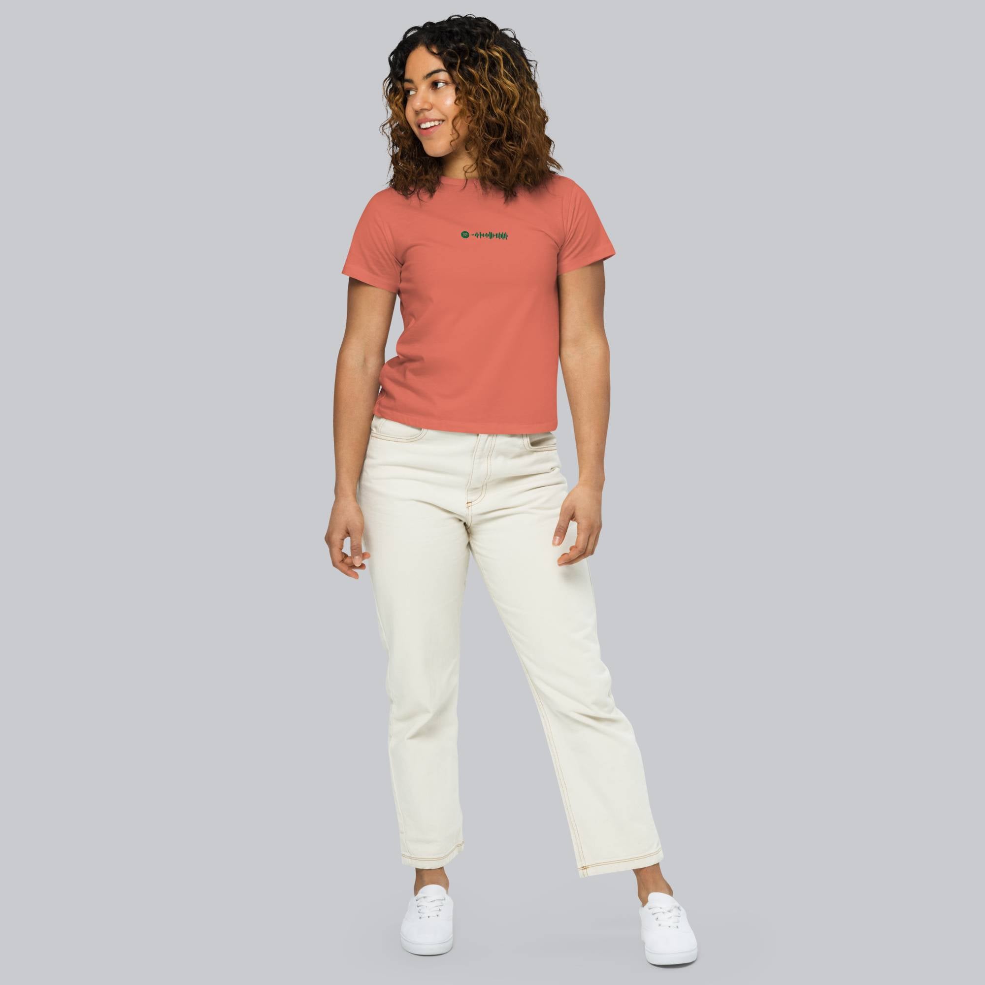 Brick red Short Women tshirt with custom Music Code