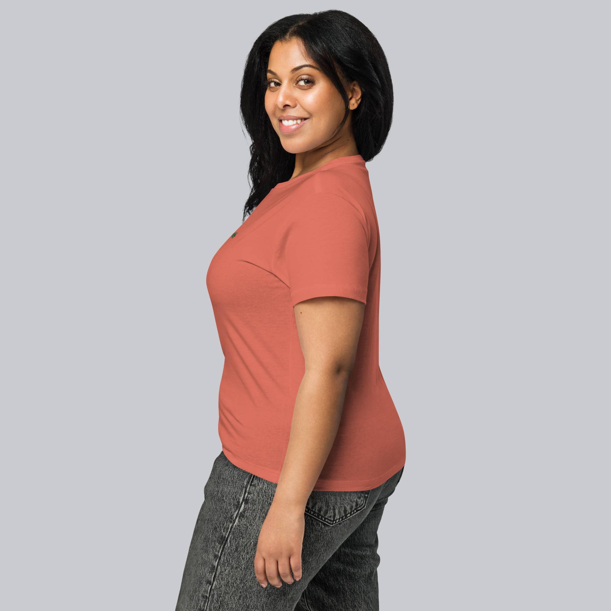 Brick red Short Women tshirt with custom Music Code