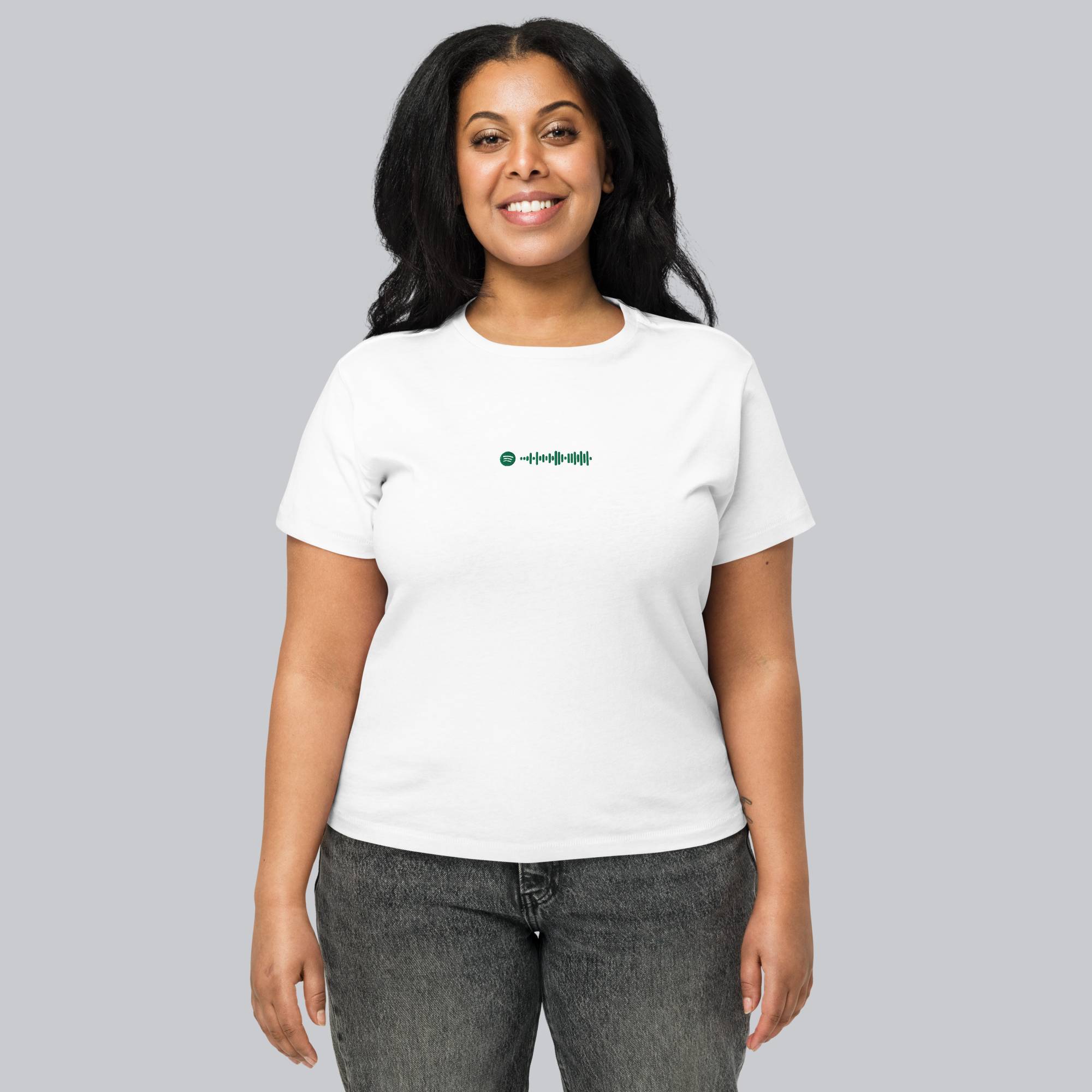 White Short Women tshirt with custom Music Code