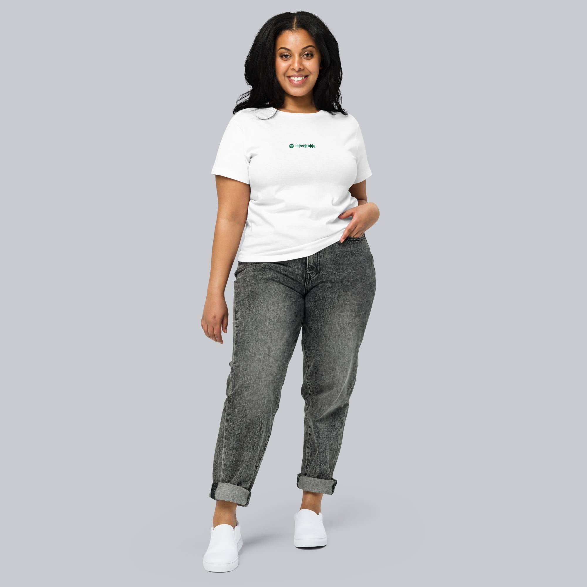 White Short Women tshirt with custom Music Code