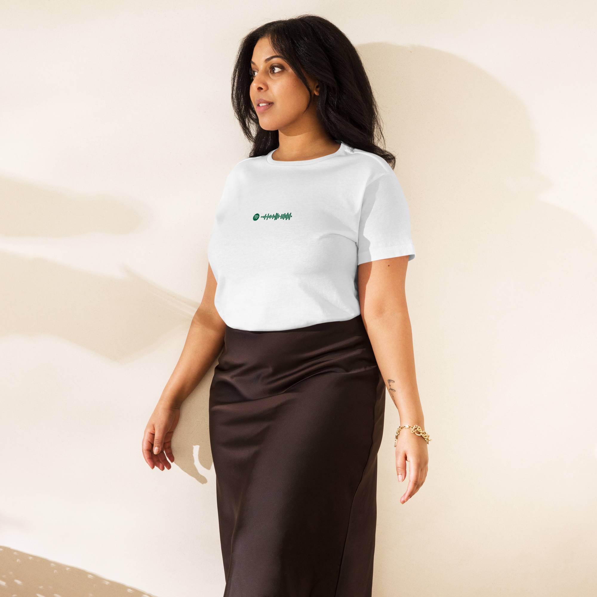 White Short Women tshirt with custom Music Code