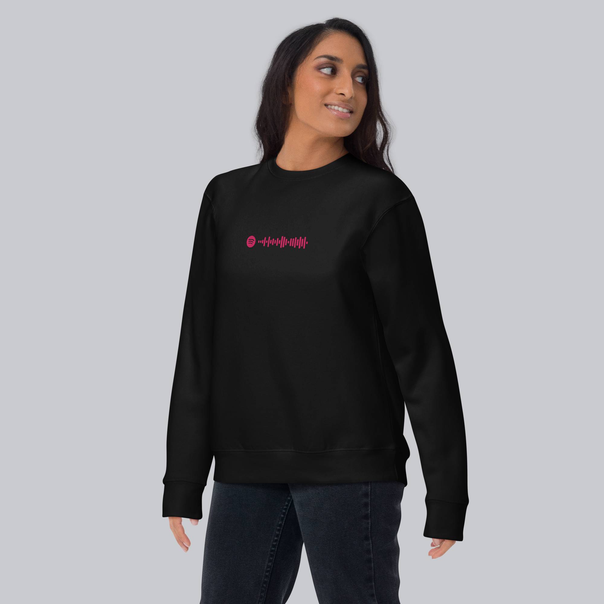 Black long-sleeve shirt with custom Music Code