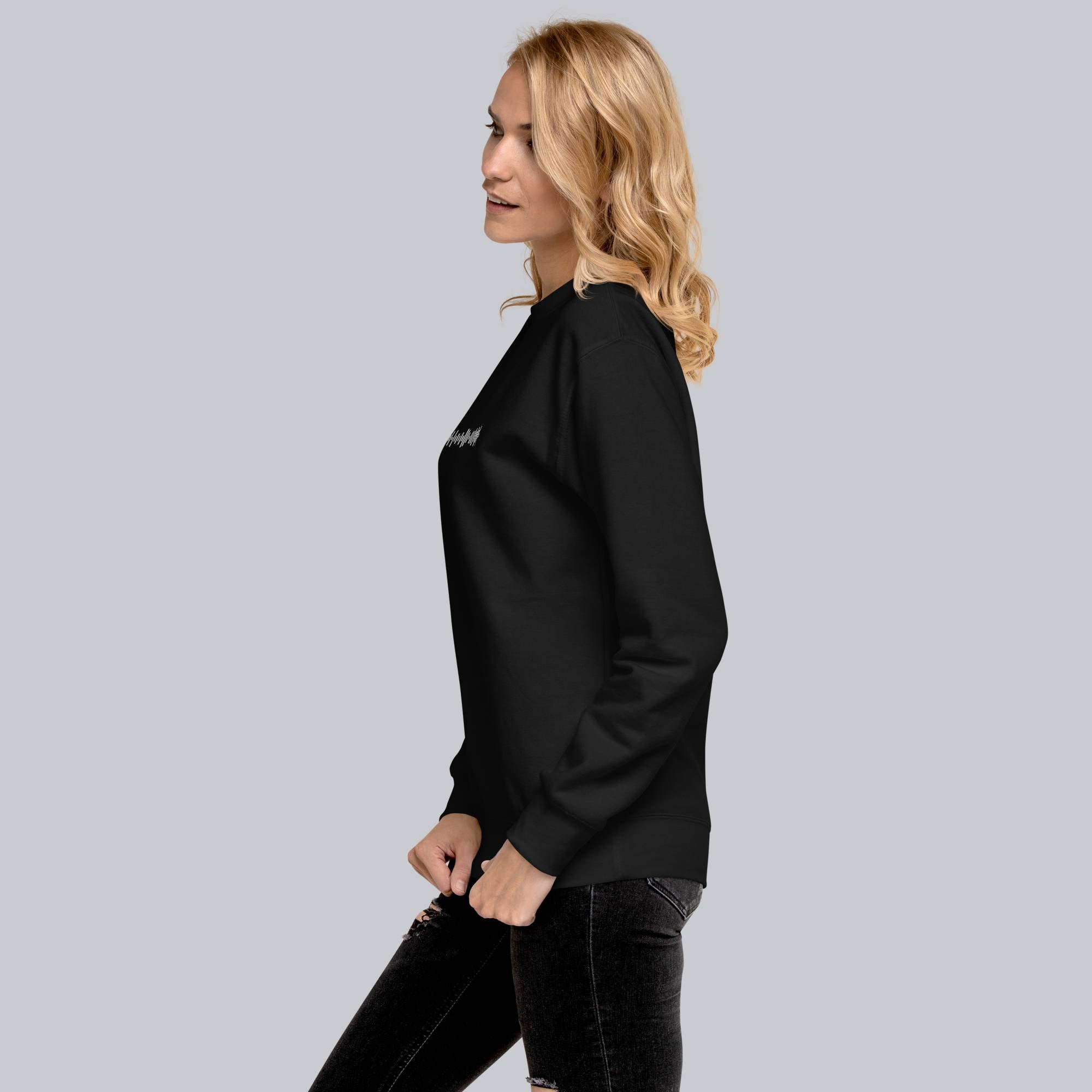 Black long-sleeve shirt with custom Music Code